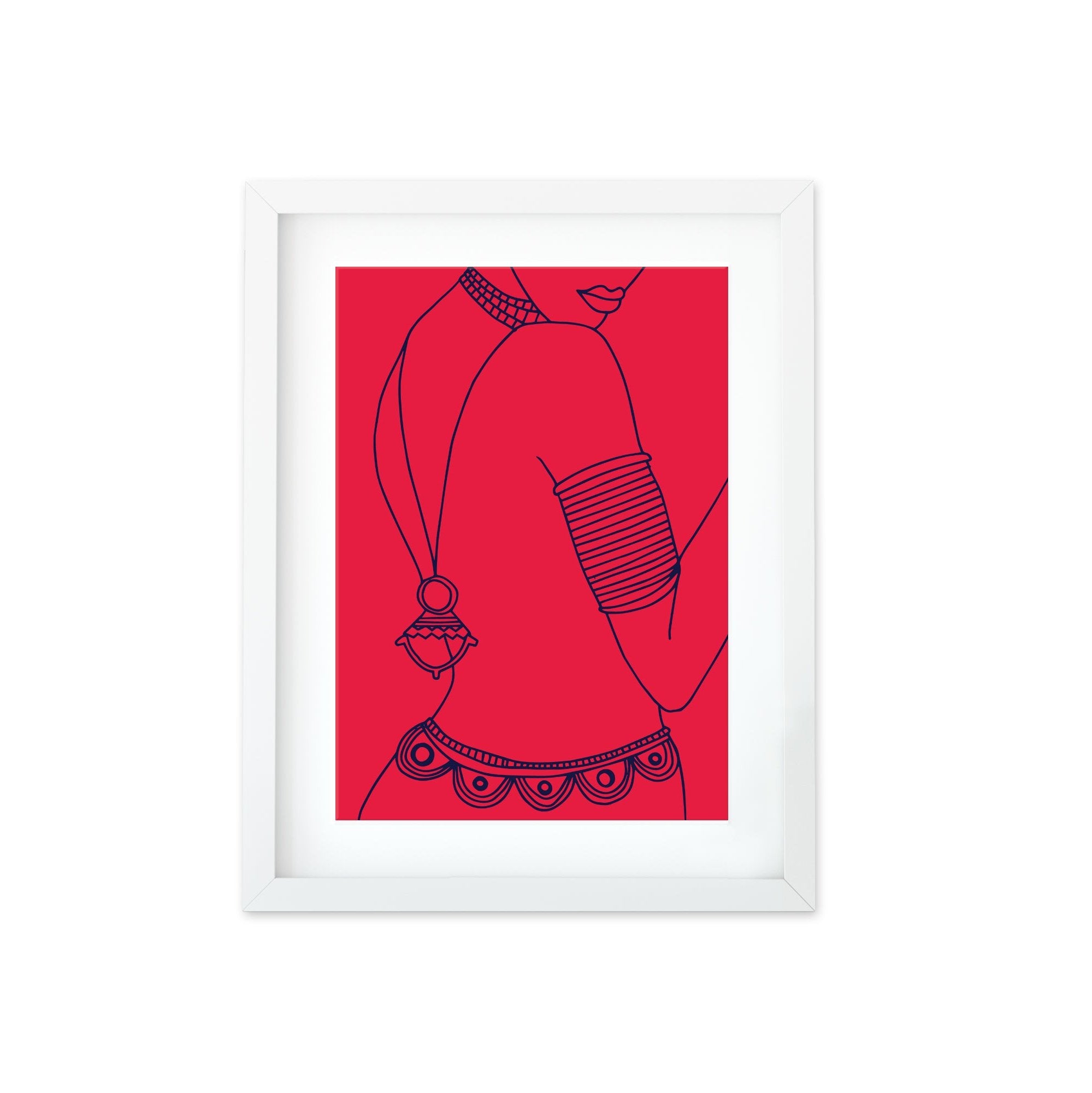 African Artyfacts Red A3 Art Print by Lulu Kitololo
