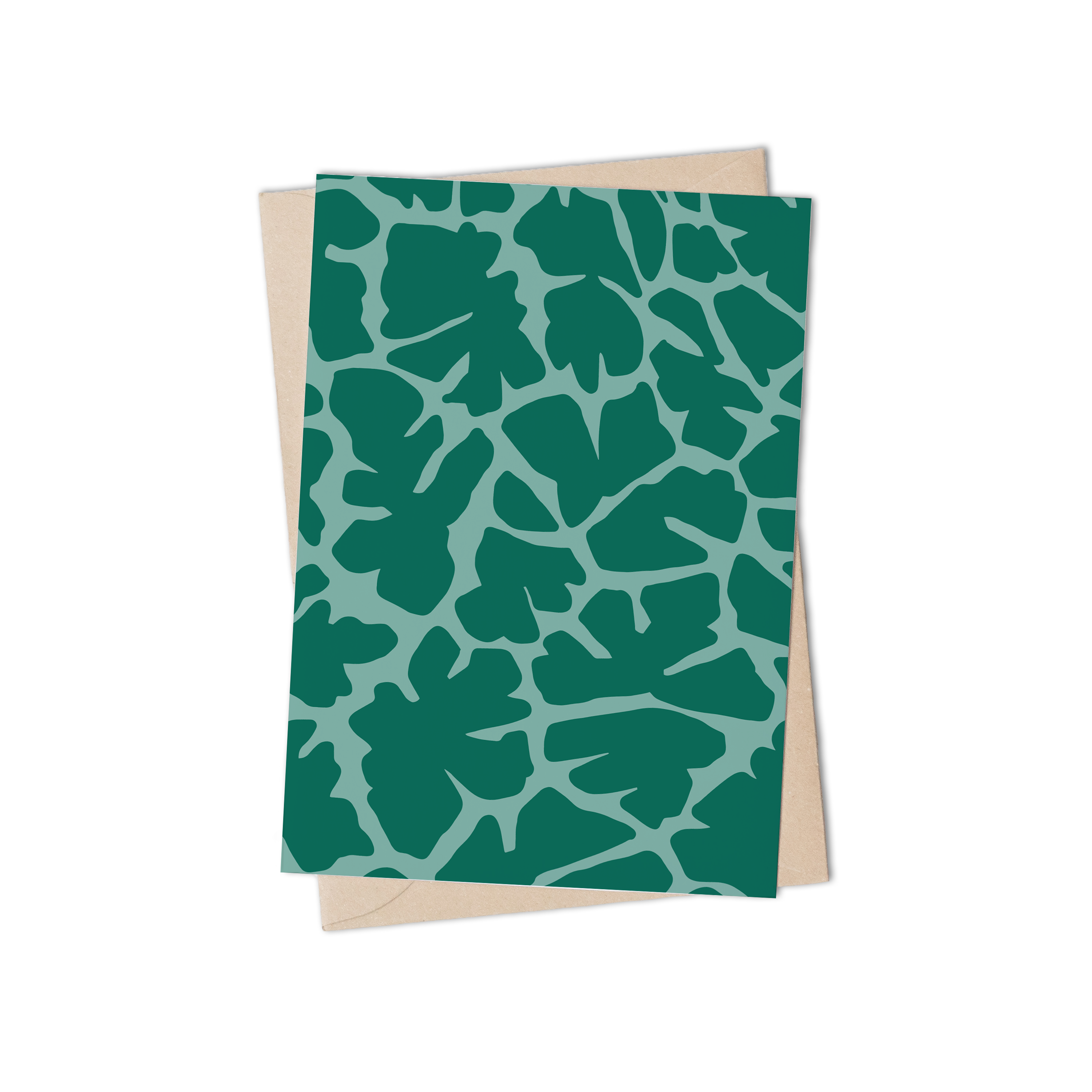 GIRAFFE PATTERN GREETING CARD IN GREEN by Lulu Kitololo