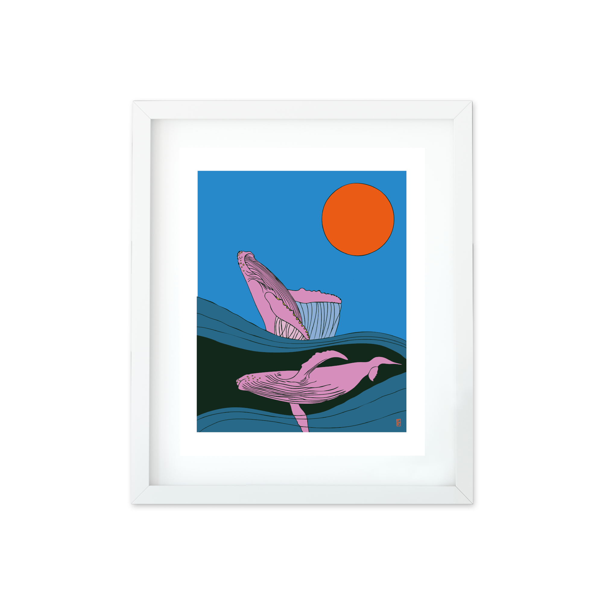 HumpBack Whale 8 by 10 Art Print in Blue By Lulu Kitololo