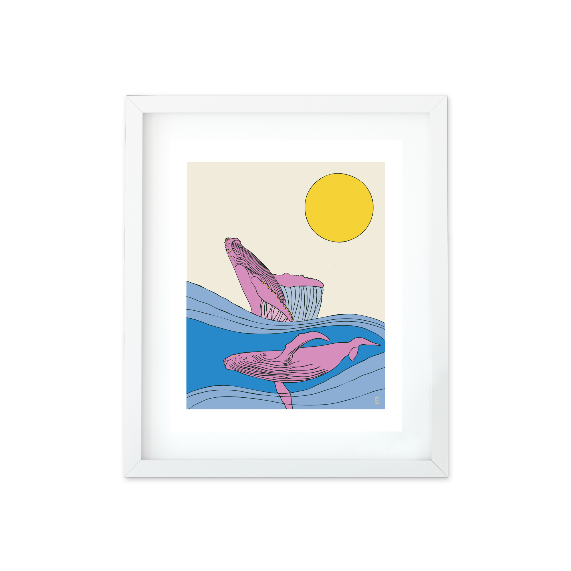 HumpBack Whale 8 by 10 Art Print in White By Lulu kitololo