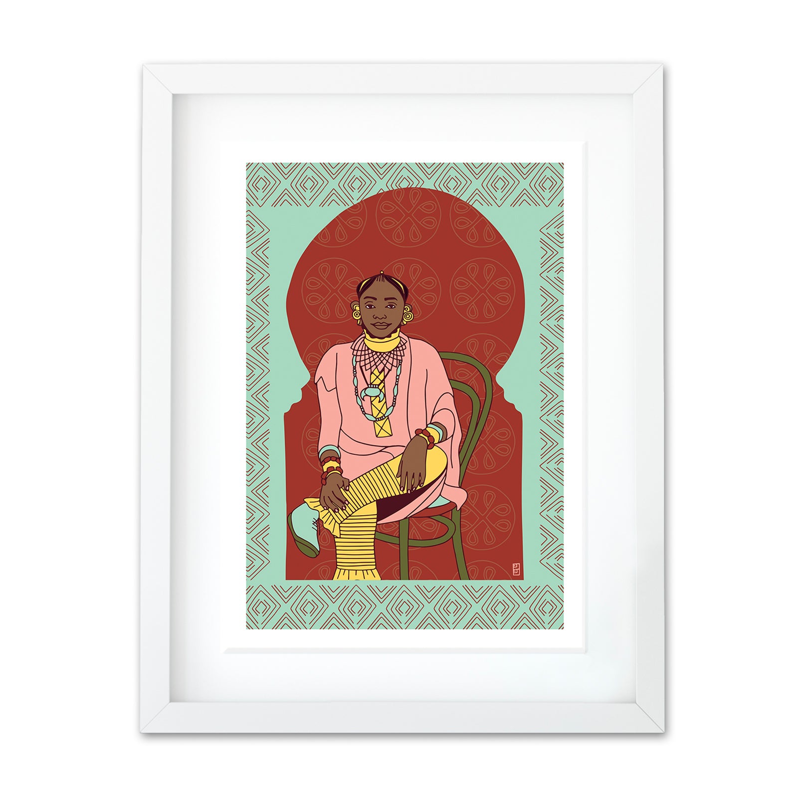 Vintage Lady Seated A3 Art Print