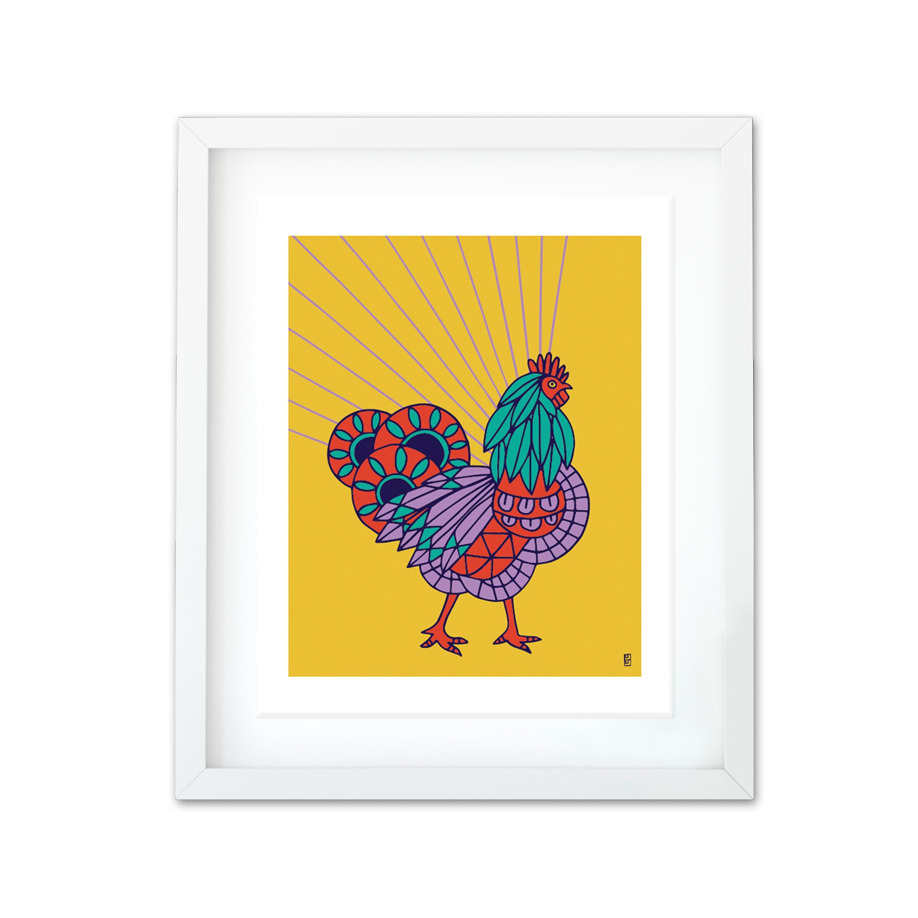 SHINING BIRDS ROOSTER 8 BY 10 ART PRINT by Lulu Kitololo