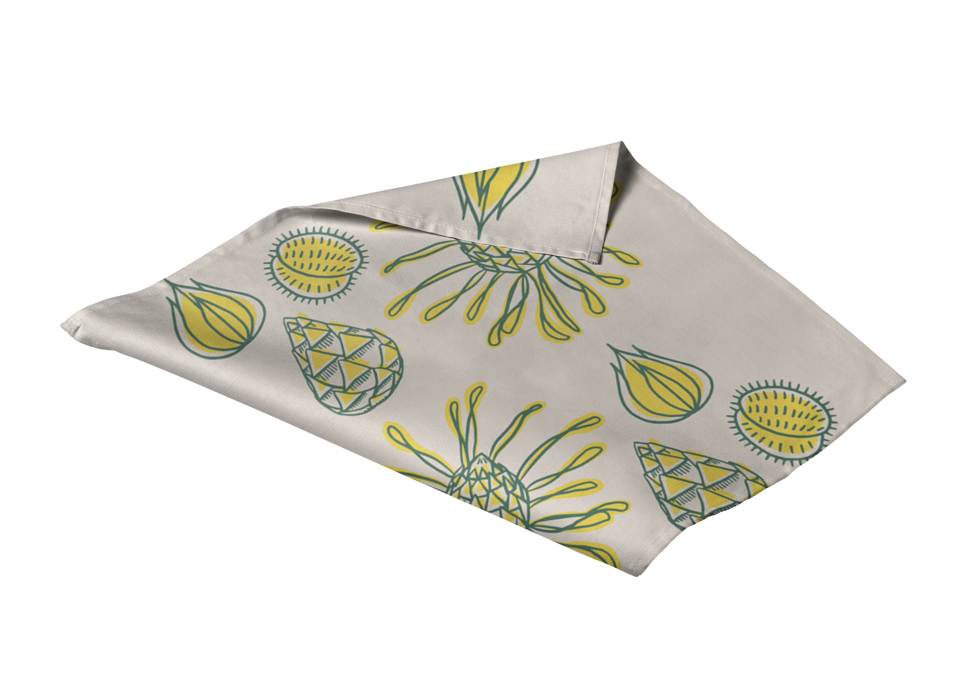 SPINNING TOP PATTERN TEA TOWEL IN YELLOW by Lulu Kitololo