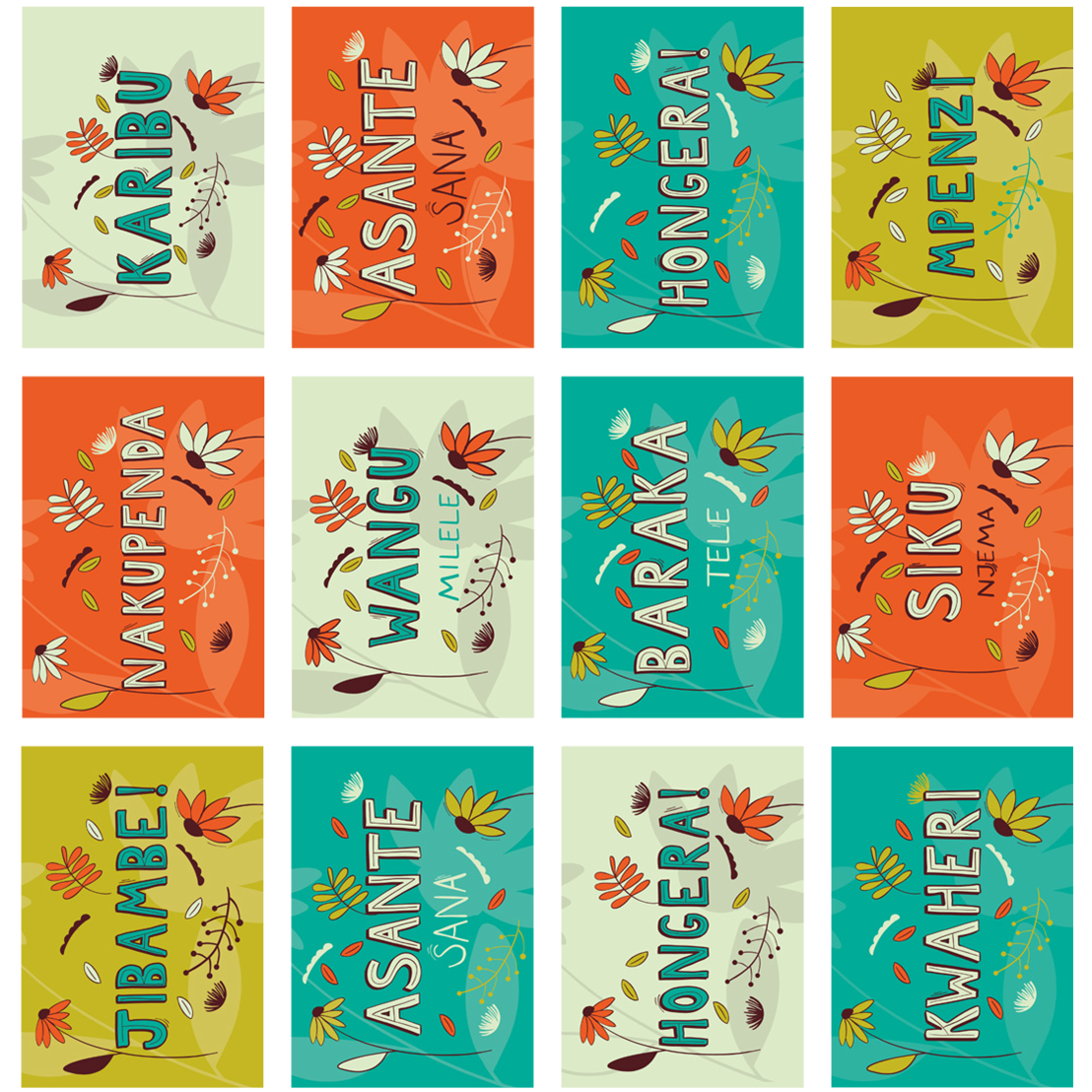SWAHILI PHRASES NOTECARDS SET by Lulu Kitololo