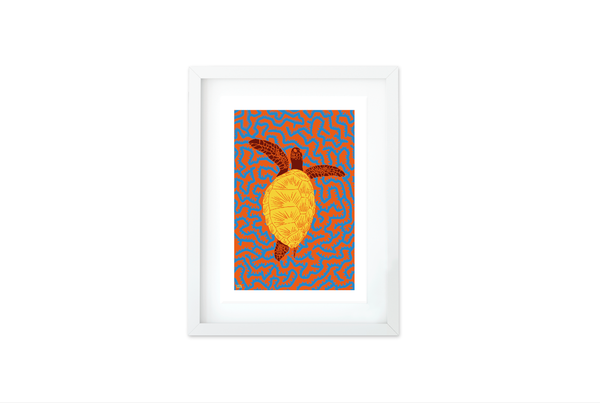 Turtle 8 by 10 Art Print Orange