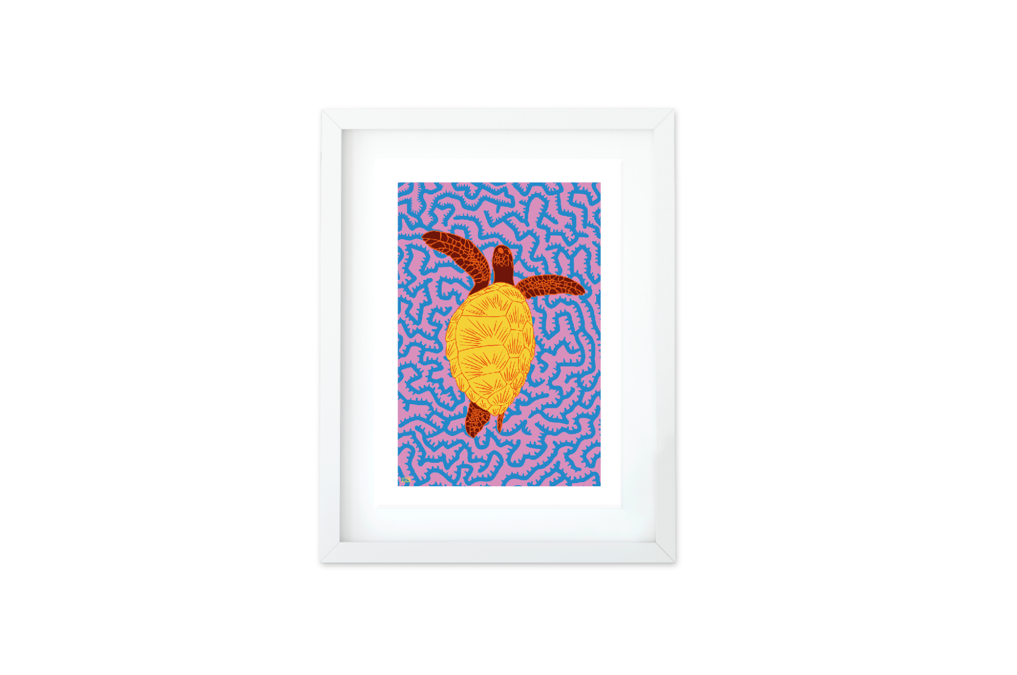 Turtle 8 by 10 Art Print Orange