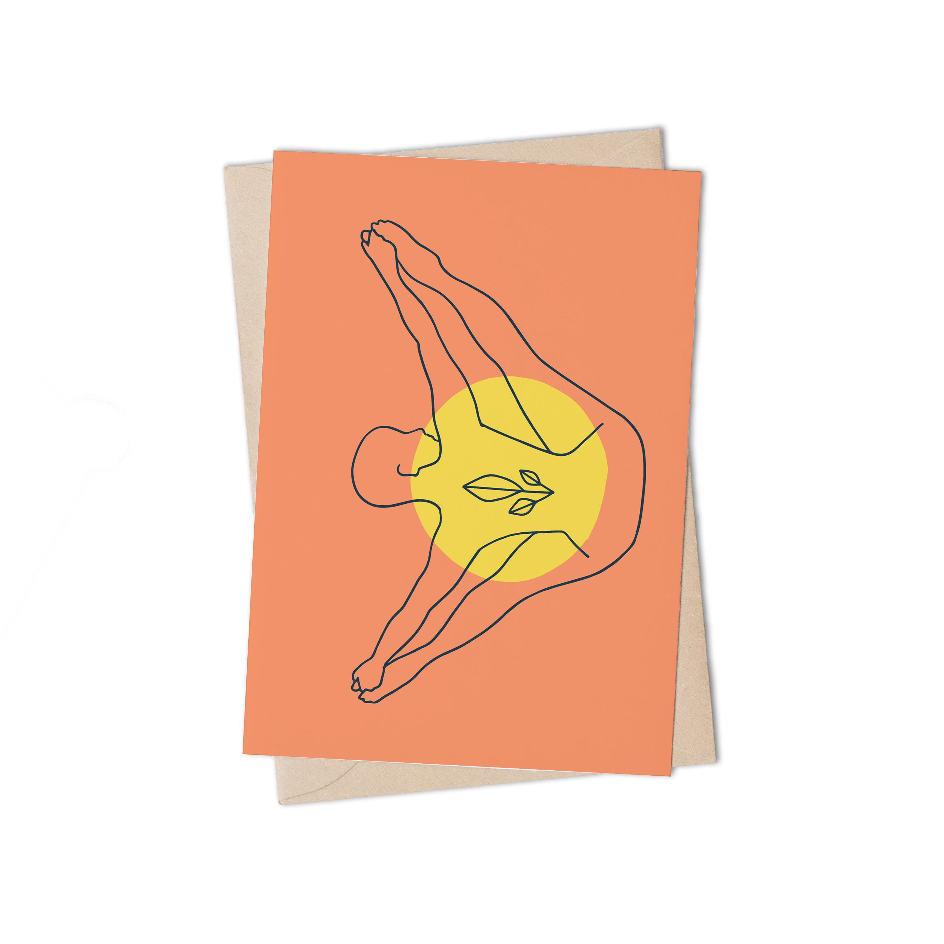 Yoga ladies Coral Greeting Card by Lulu Kitololo