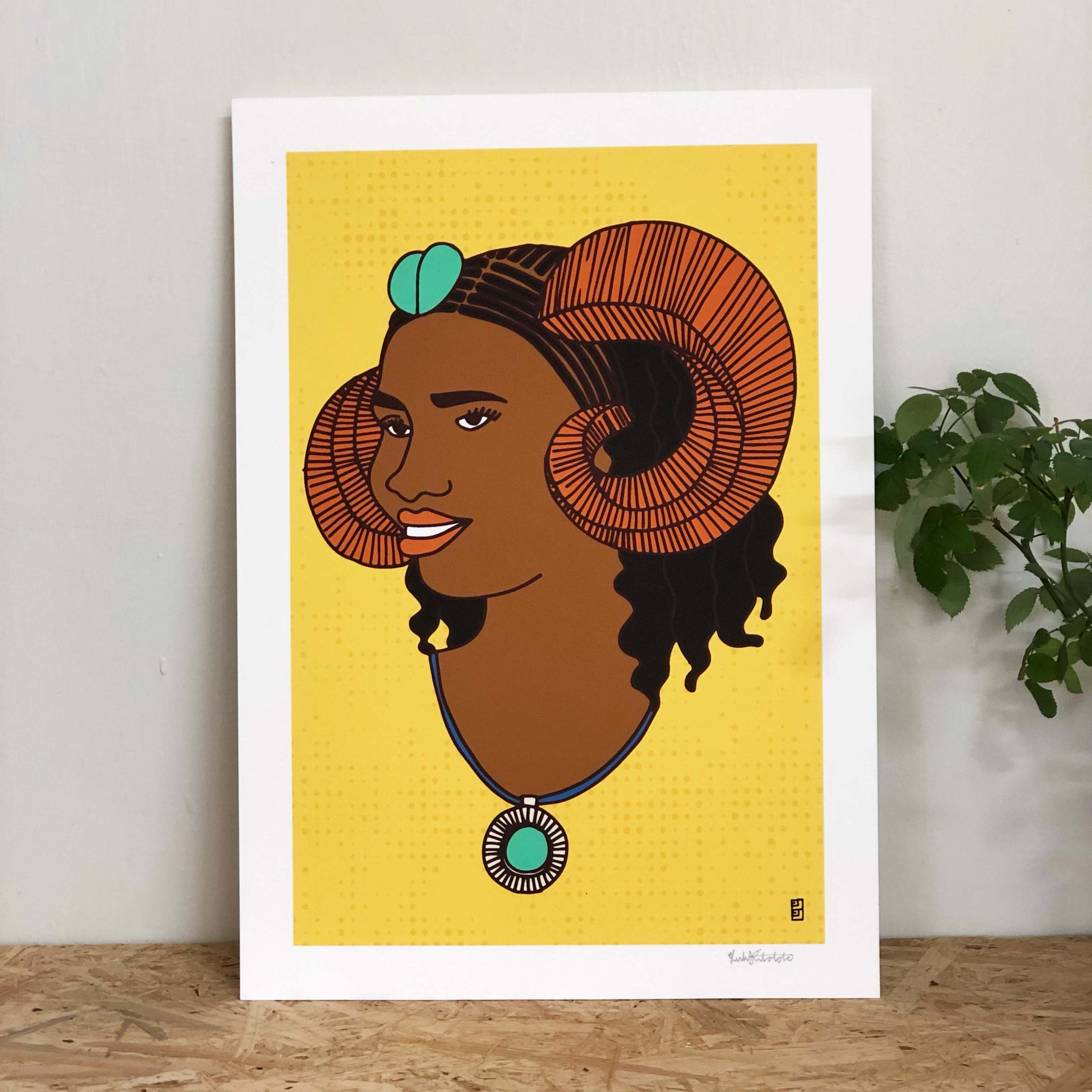 Zodiac Sign Aries A3 Art Print by Lulu Kitololo