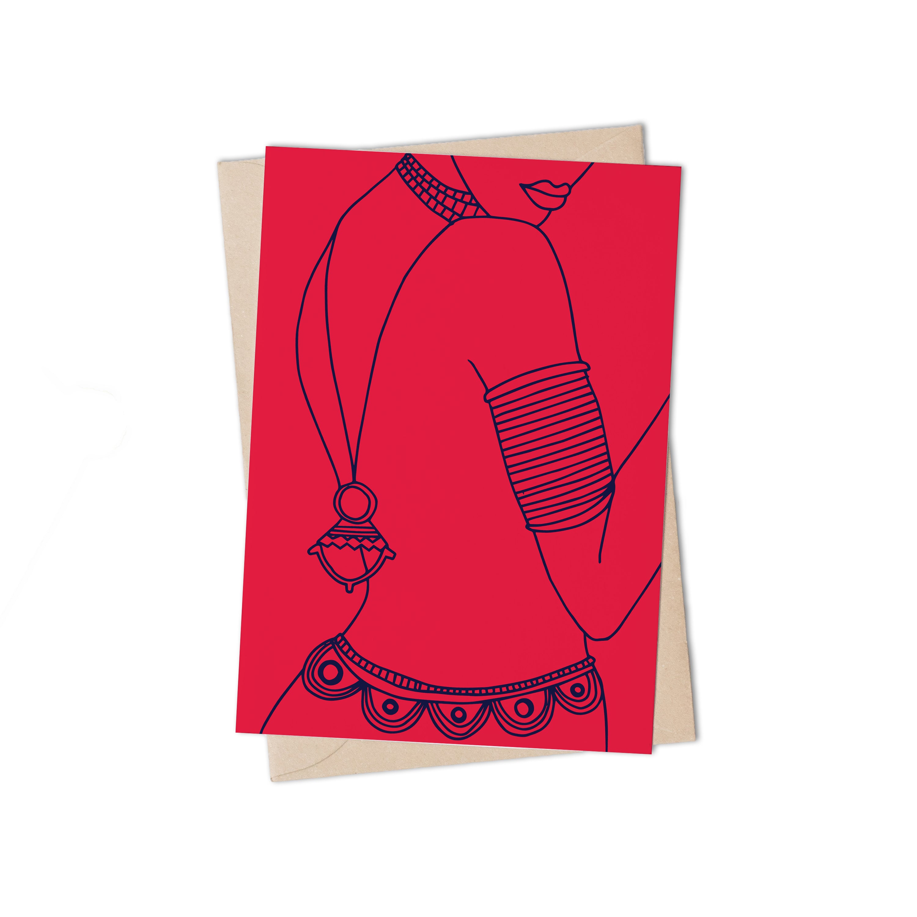 African Artyfacts Red Greeting card by Lulu Kitololo