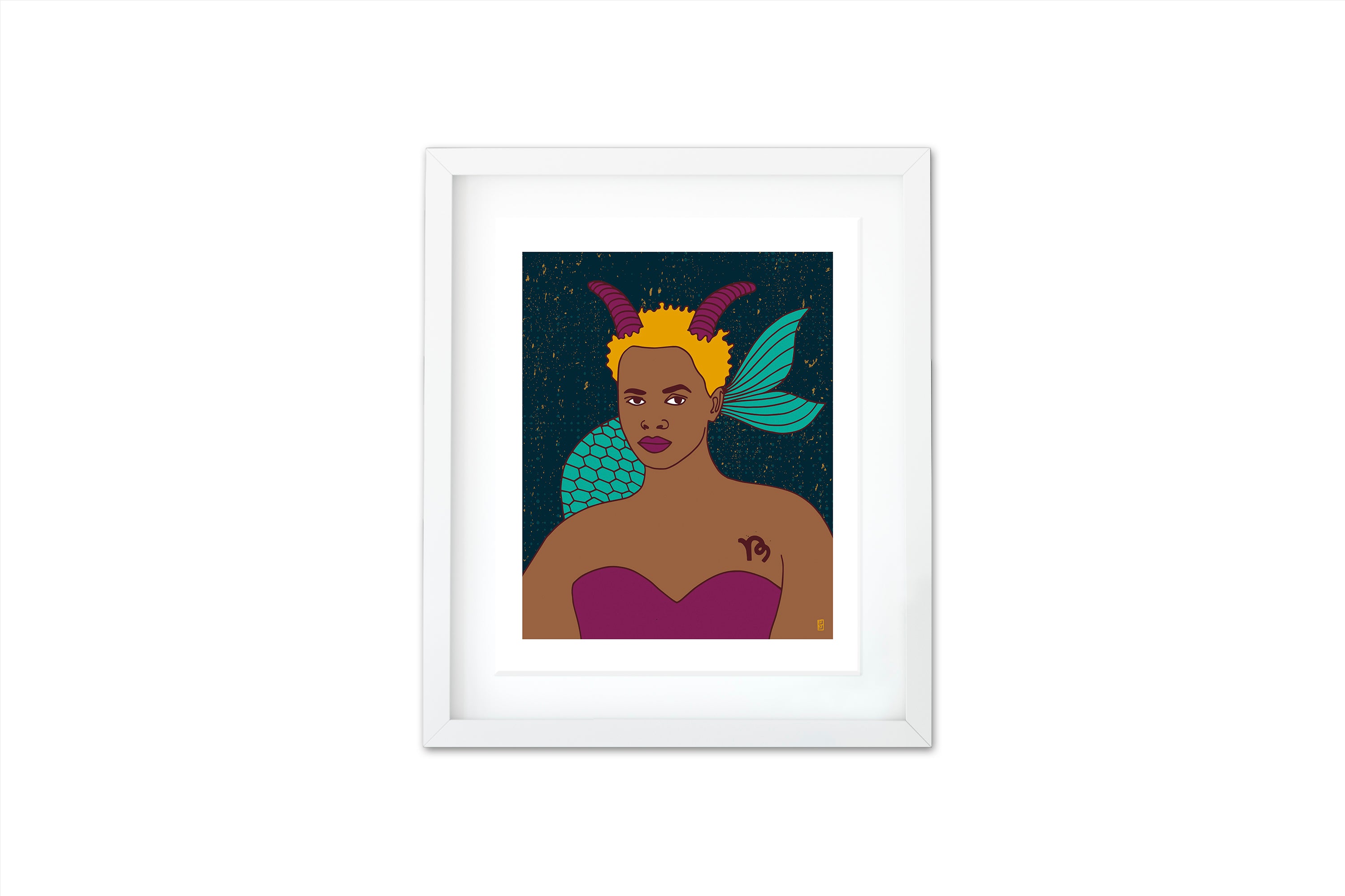 Capricorn  Zodiac Sign 8 by 10 Art Print  By Lulu Kitololo