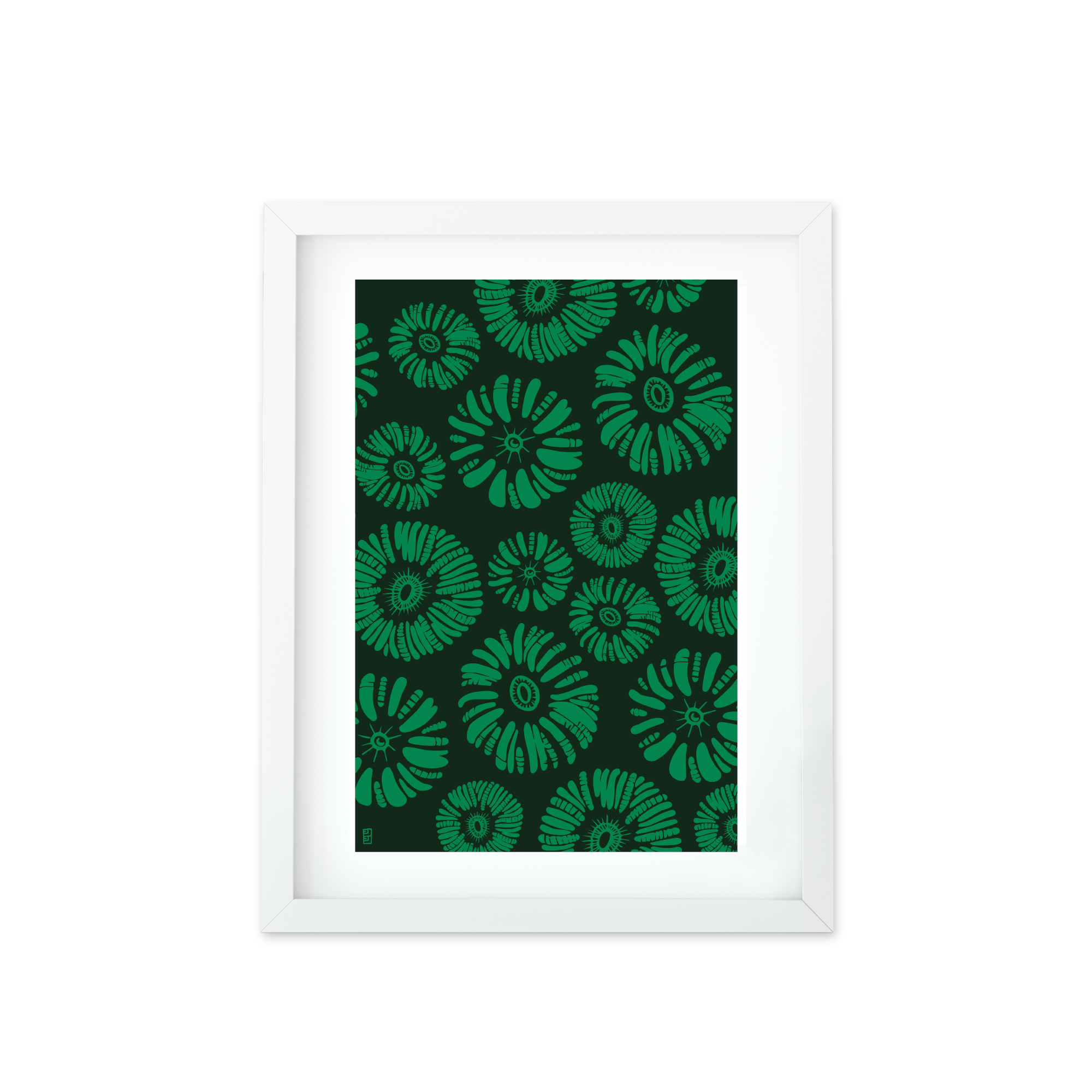Coral Celebration A3 Art Print In Green By Lulu Kitololo