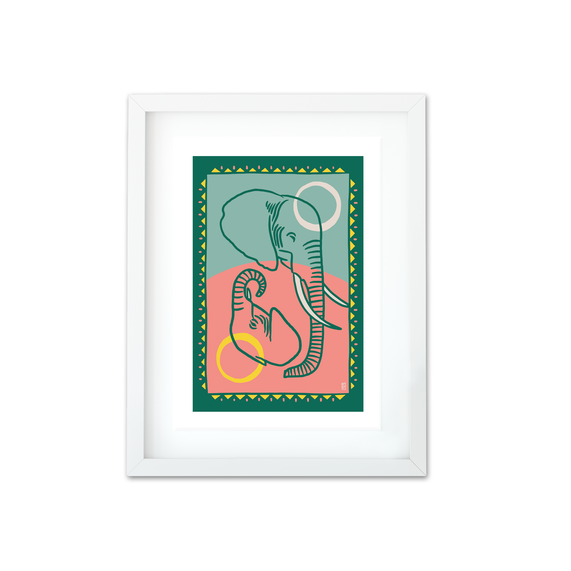 ELEPHANT MAMA + CALF A3 ART PRINT by Lulu Kitololo