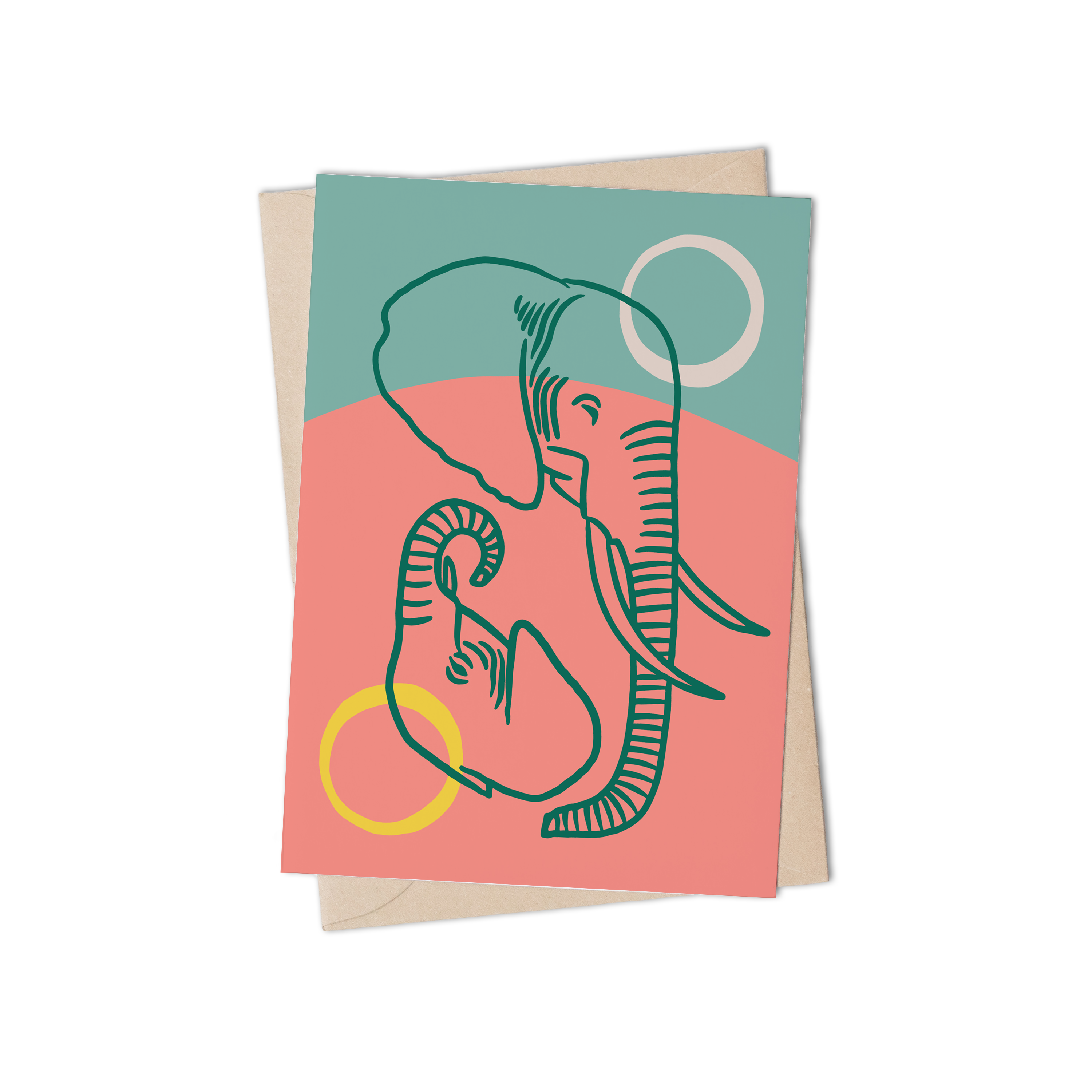 ELEPHANT MAMA + CALF GREETING CARD by Lulu Kitololo