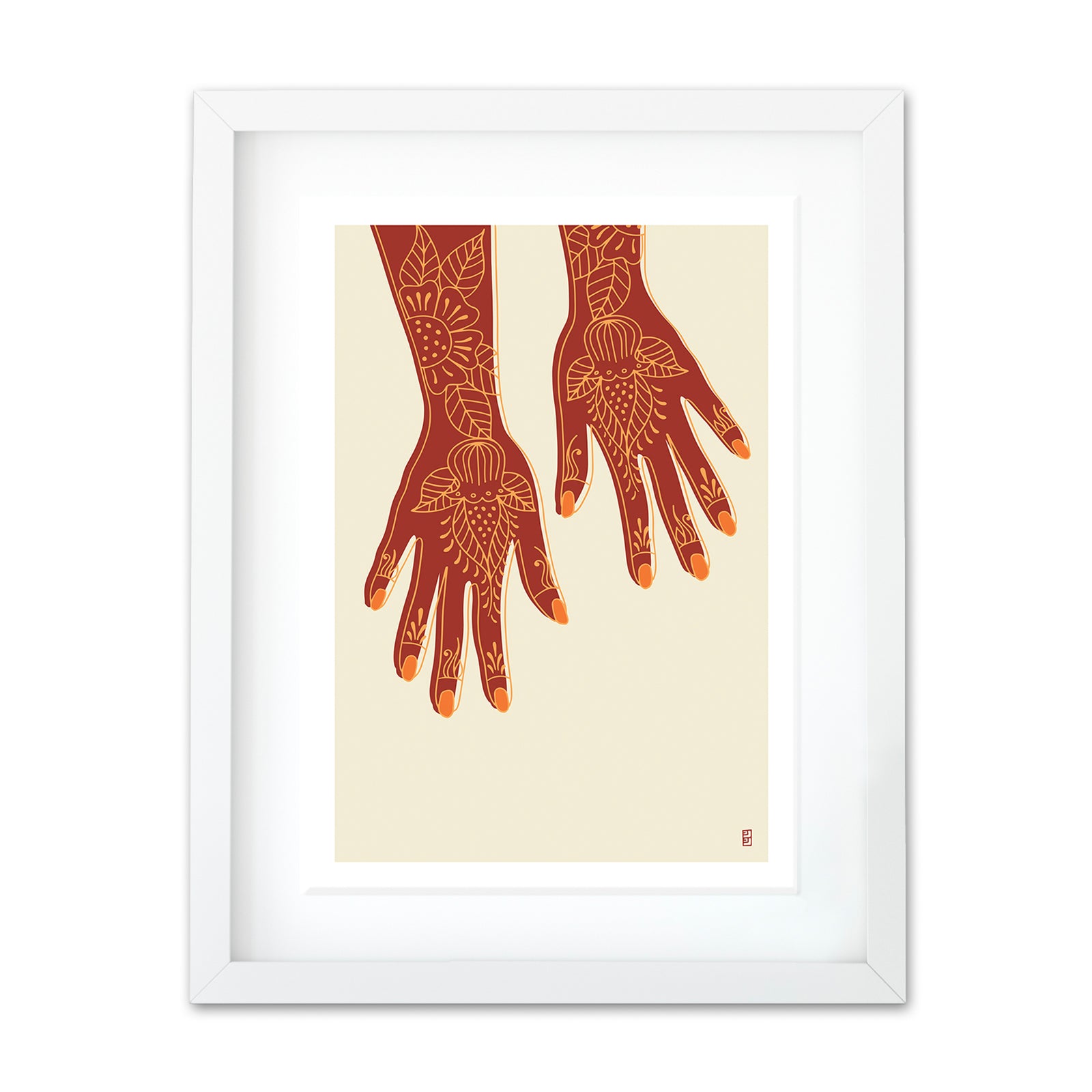 HENNA A3 ART PRINT IN CREAM by Lulu Kitololo