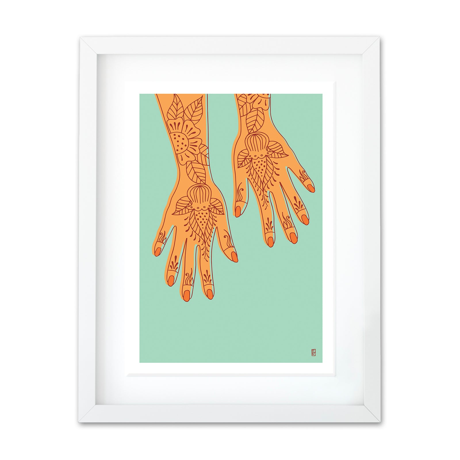 HENNA A3 ART PRINT IN TURQUOISE by Lulu Kitololo