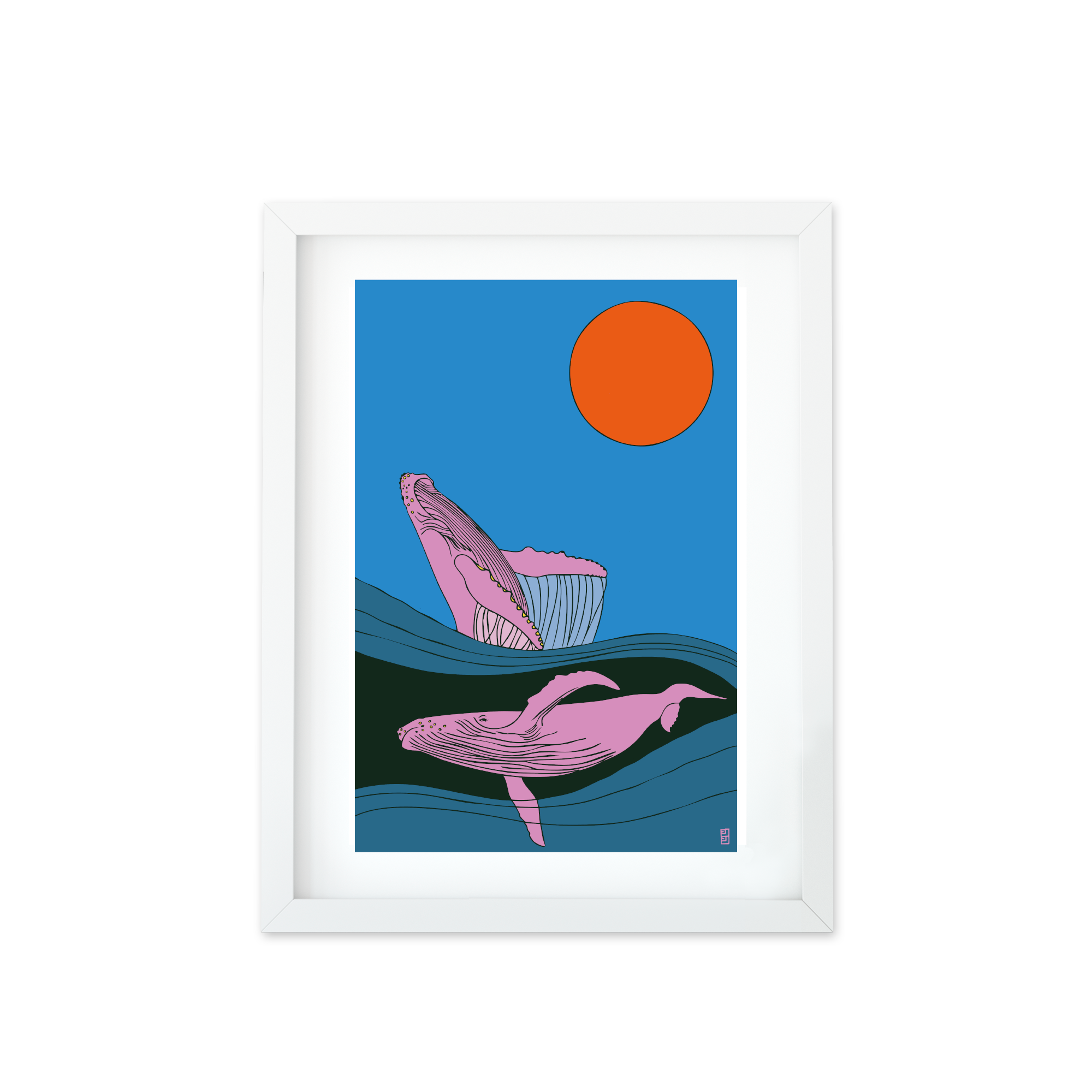 HumpBack Whale A3 Art Print In Blue By Lulu Kitololo