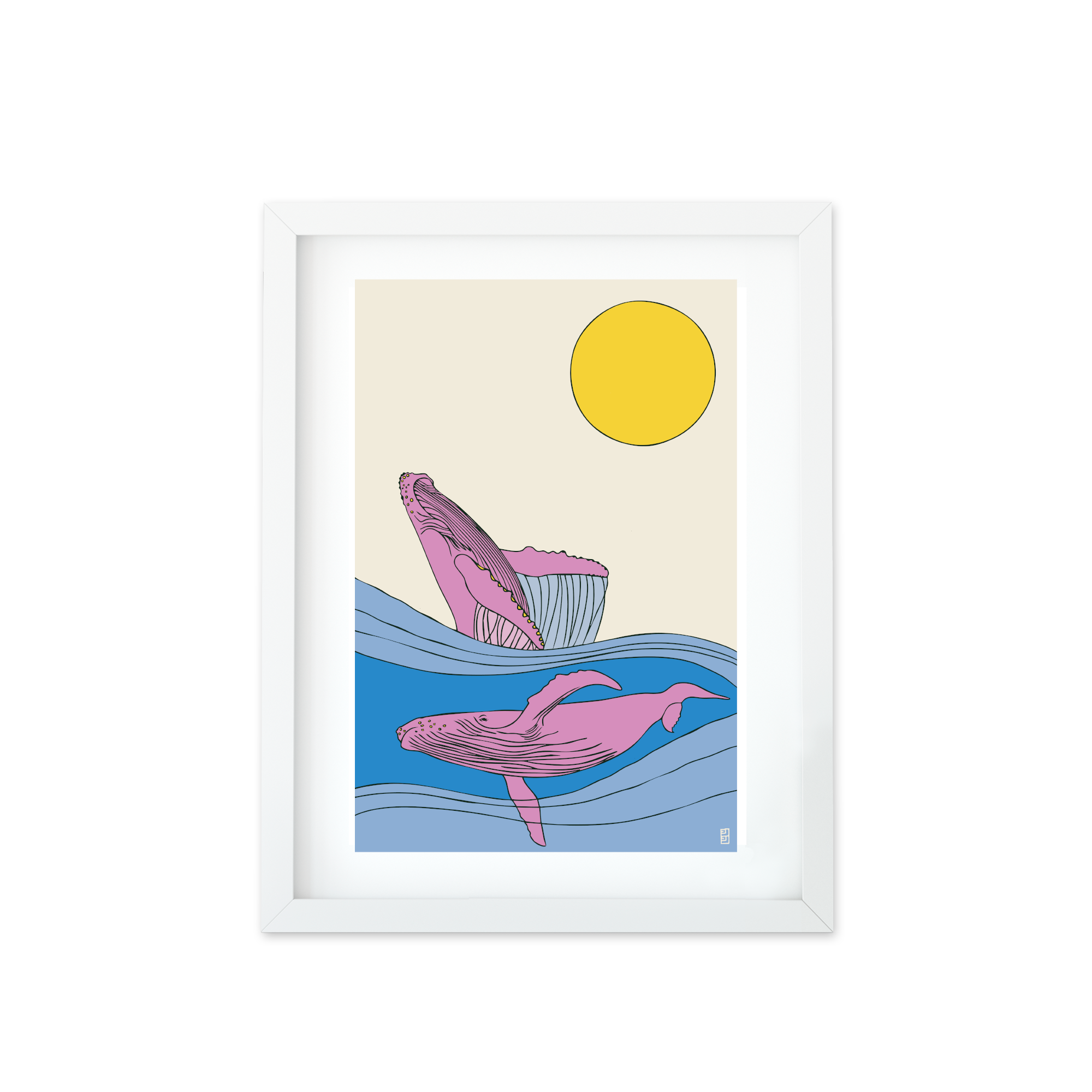 HumpBack Whale A3 Print In White By Lulu Kitololo