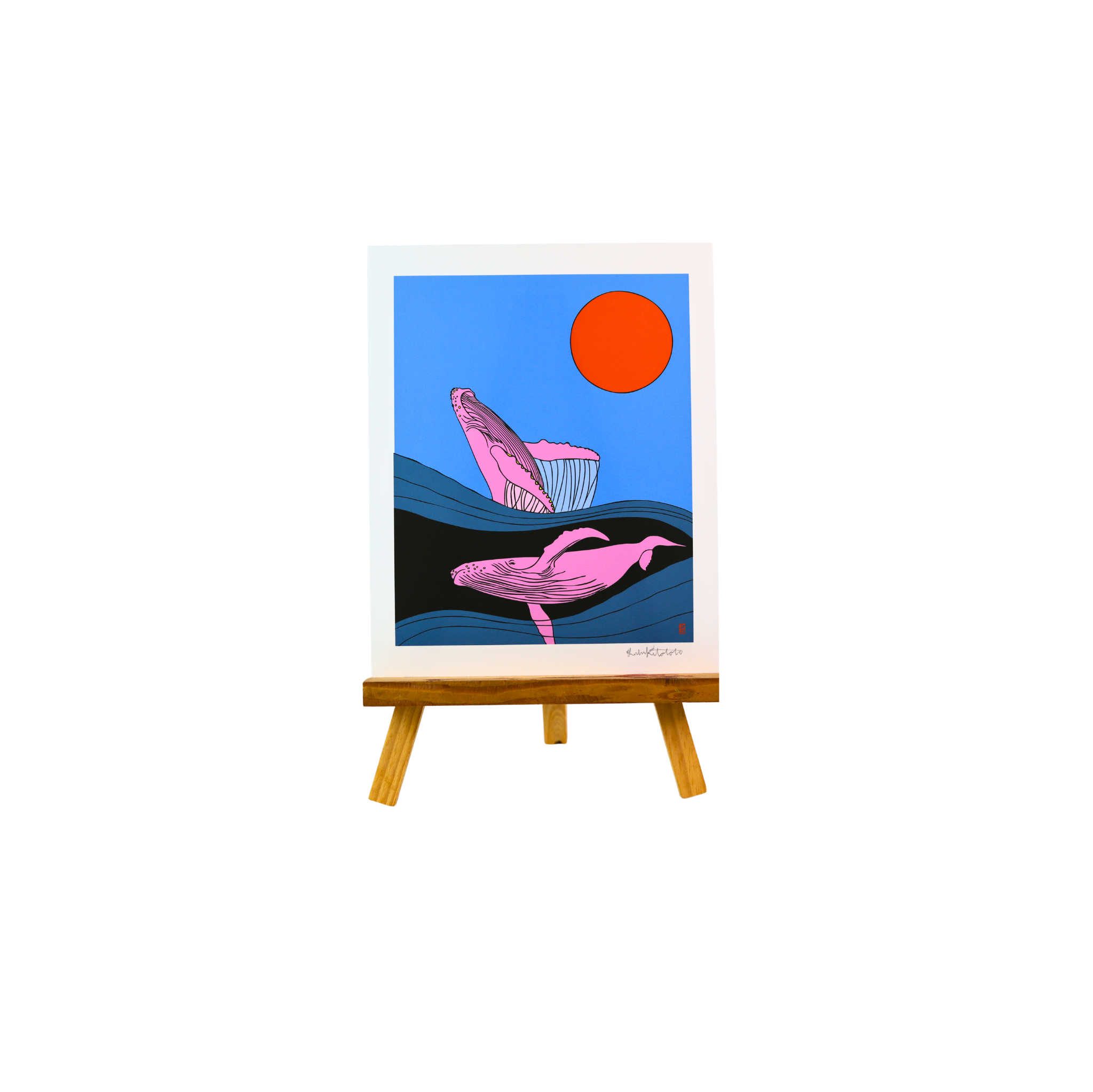 HumpBack Whale 8 by 10 Art Print in Blue