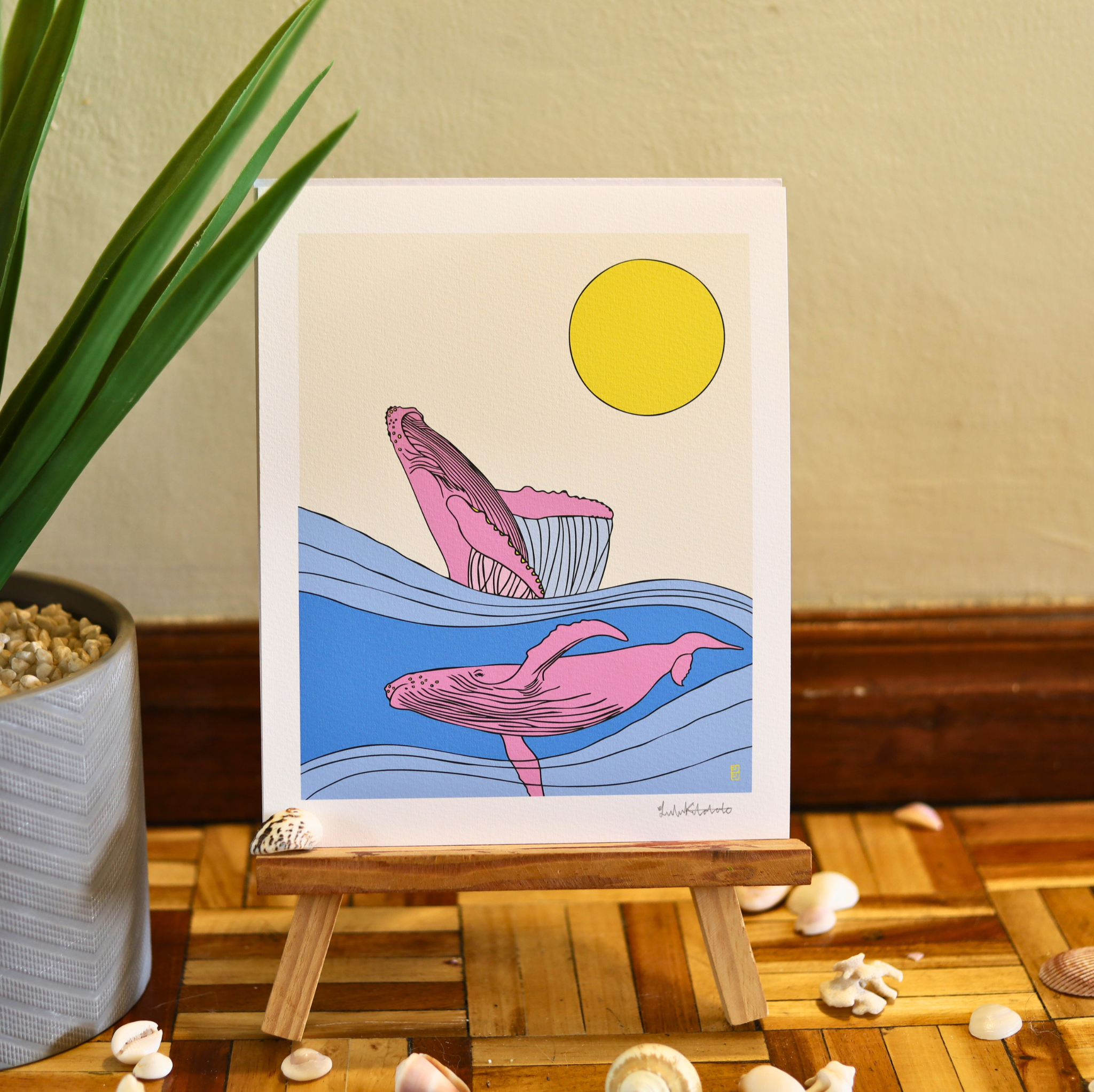 HumpBack Whale 8 by 10 Art Print in White