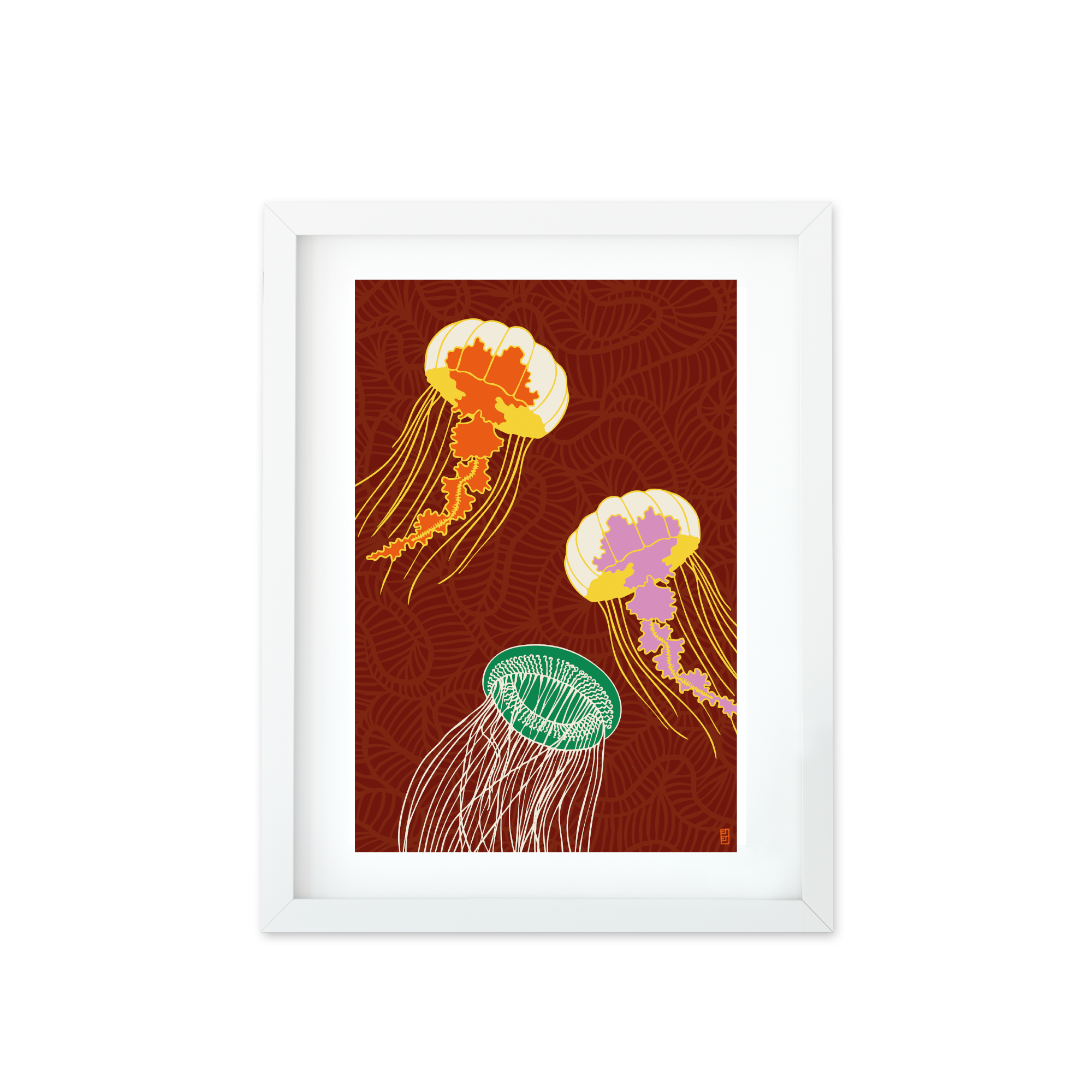 Jellies Brown A3 Art Print In Brown By  Lulu kitololo 