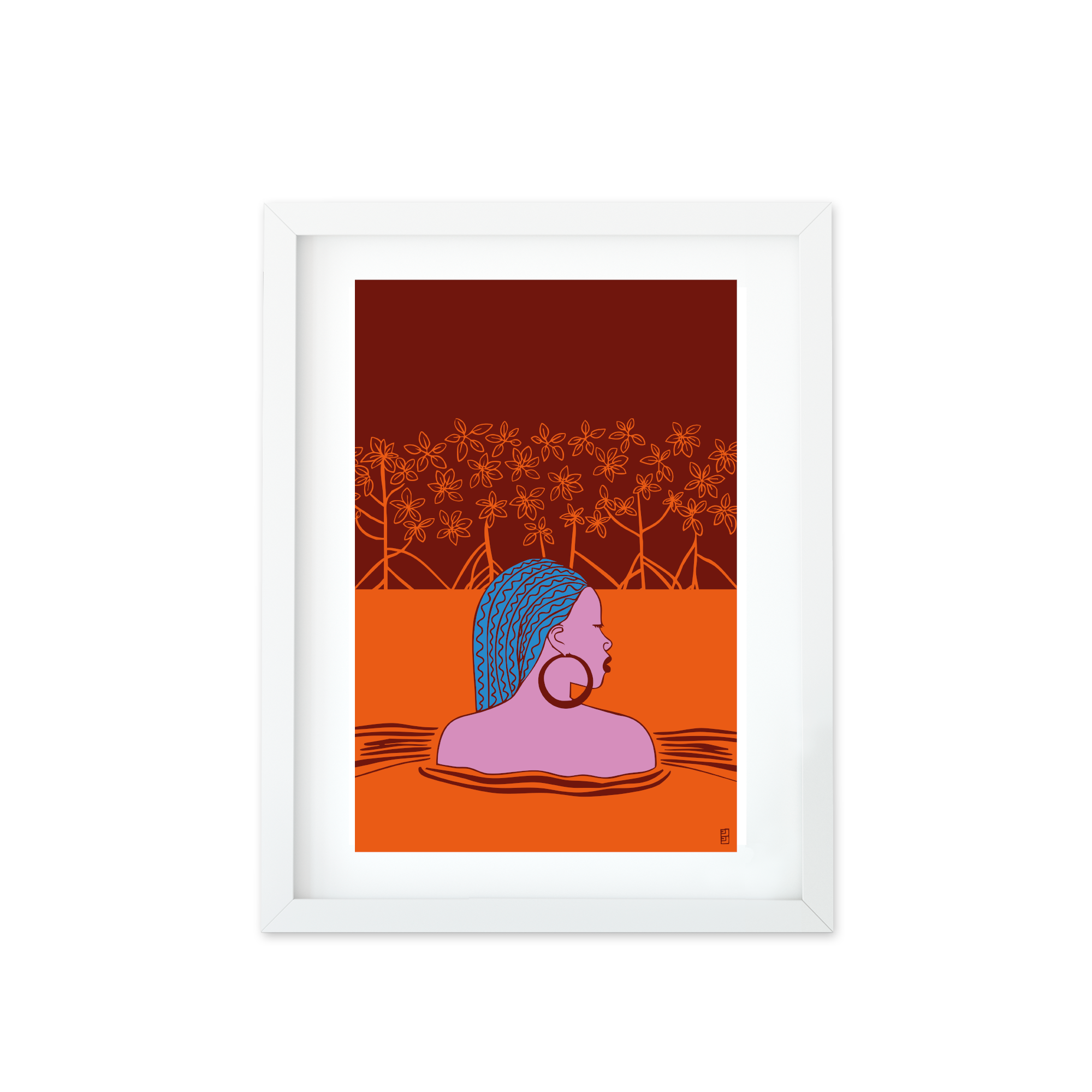 Mangrove A3 Art Print In Orange By Lulu Kitololo