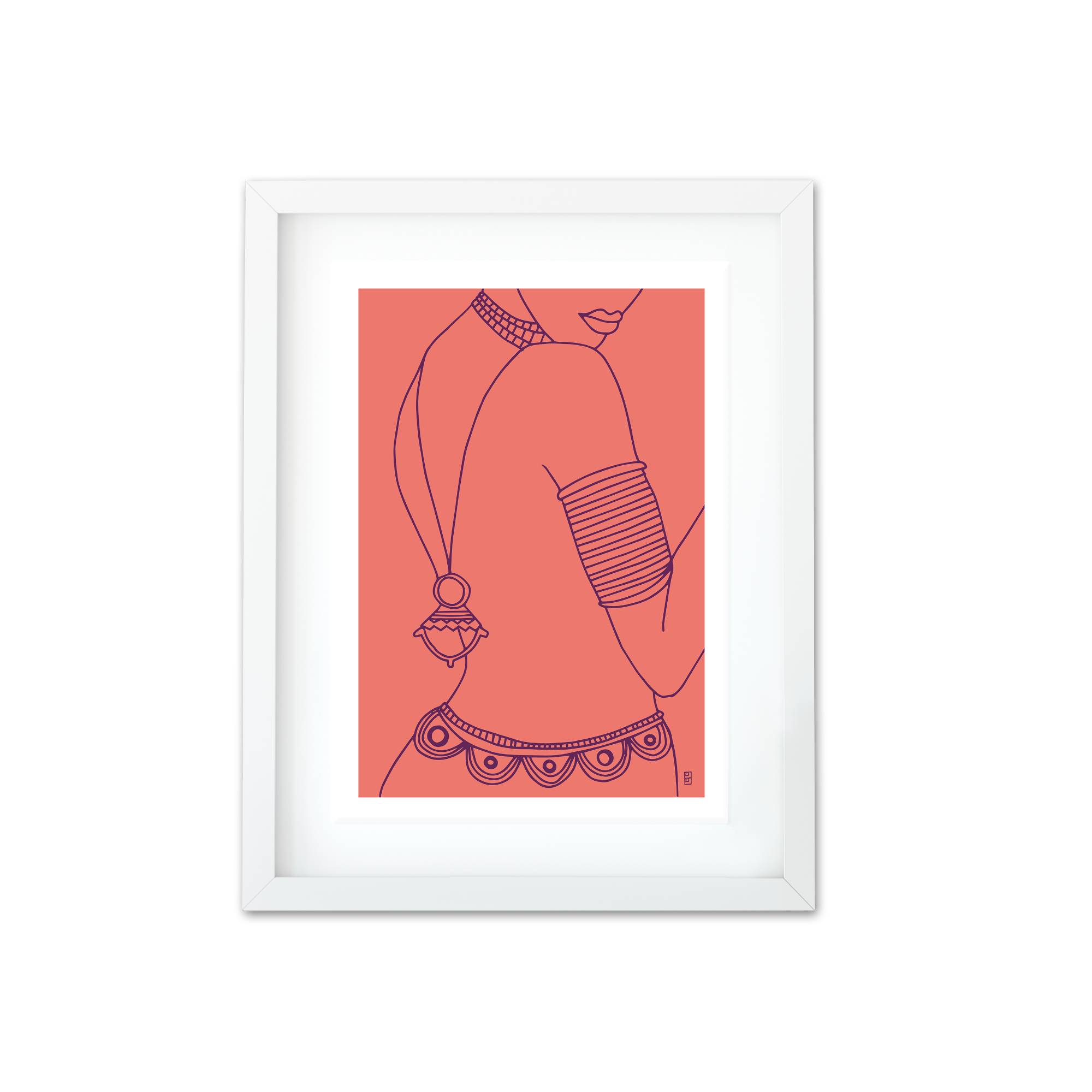 African Artyfacts A3 Art Print in Pink