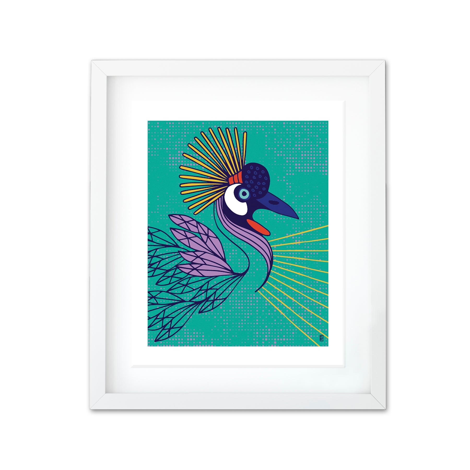 SHINING BIRDS CRANE 8 BY 10 ART PRINT by Lulu Kitololo