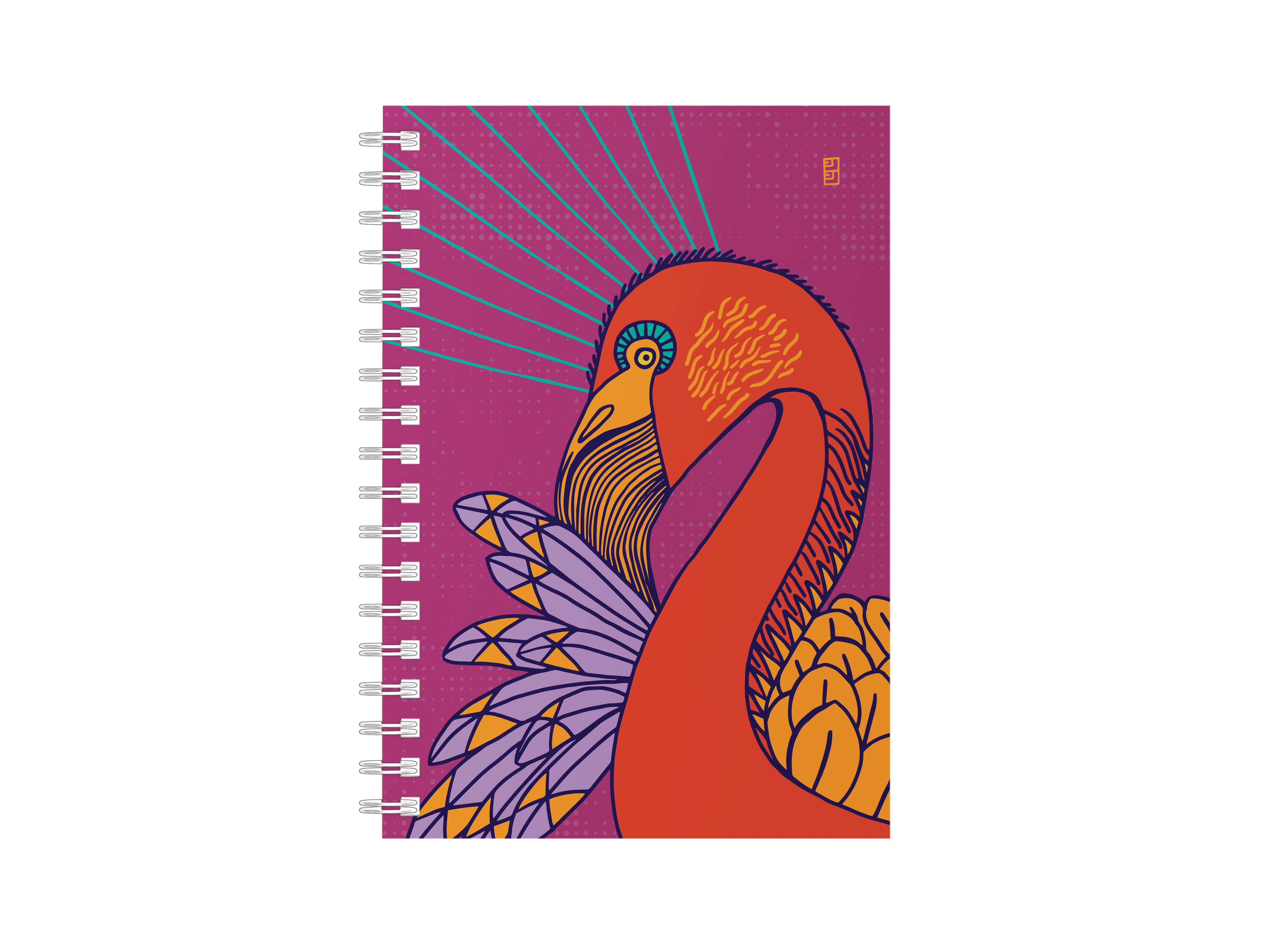SHINING BIRDS FLAMINGO  SPIRAL NOTEBOOK by Lulu Kitololo