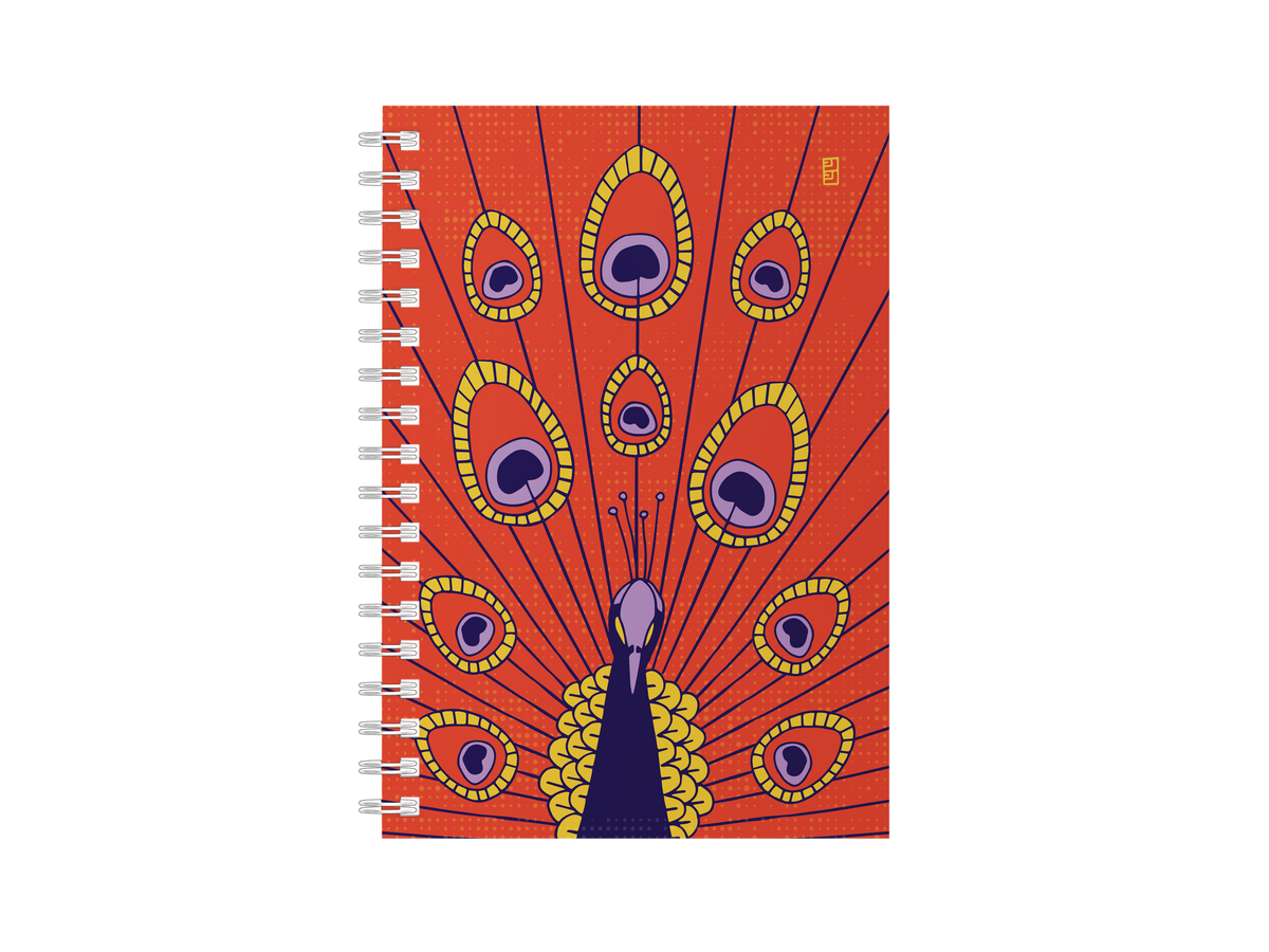 Shining Birds Peacock Spiral Notebook