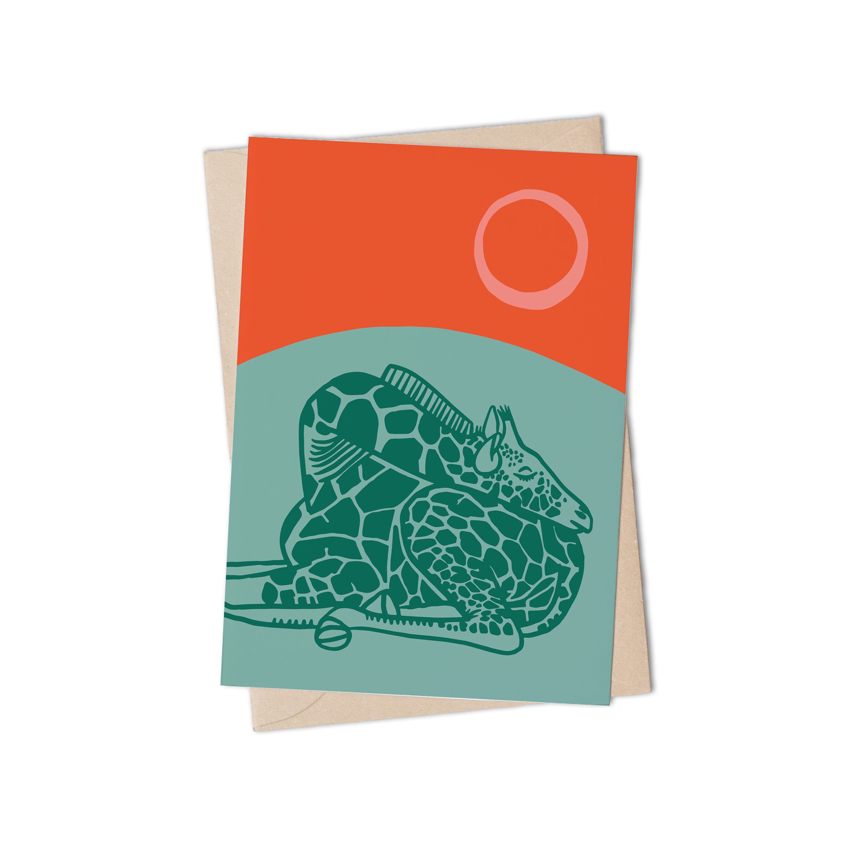 SLEEPING GIRAFFE GREETING CARD by Lulu Kitololo