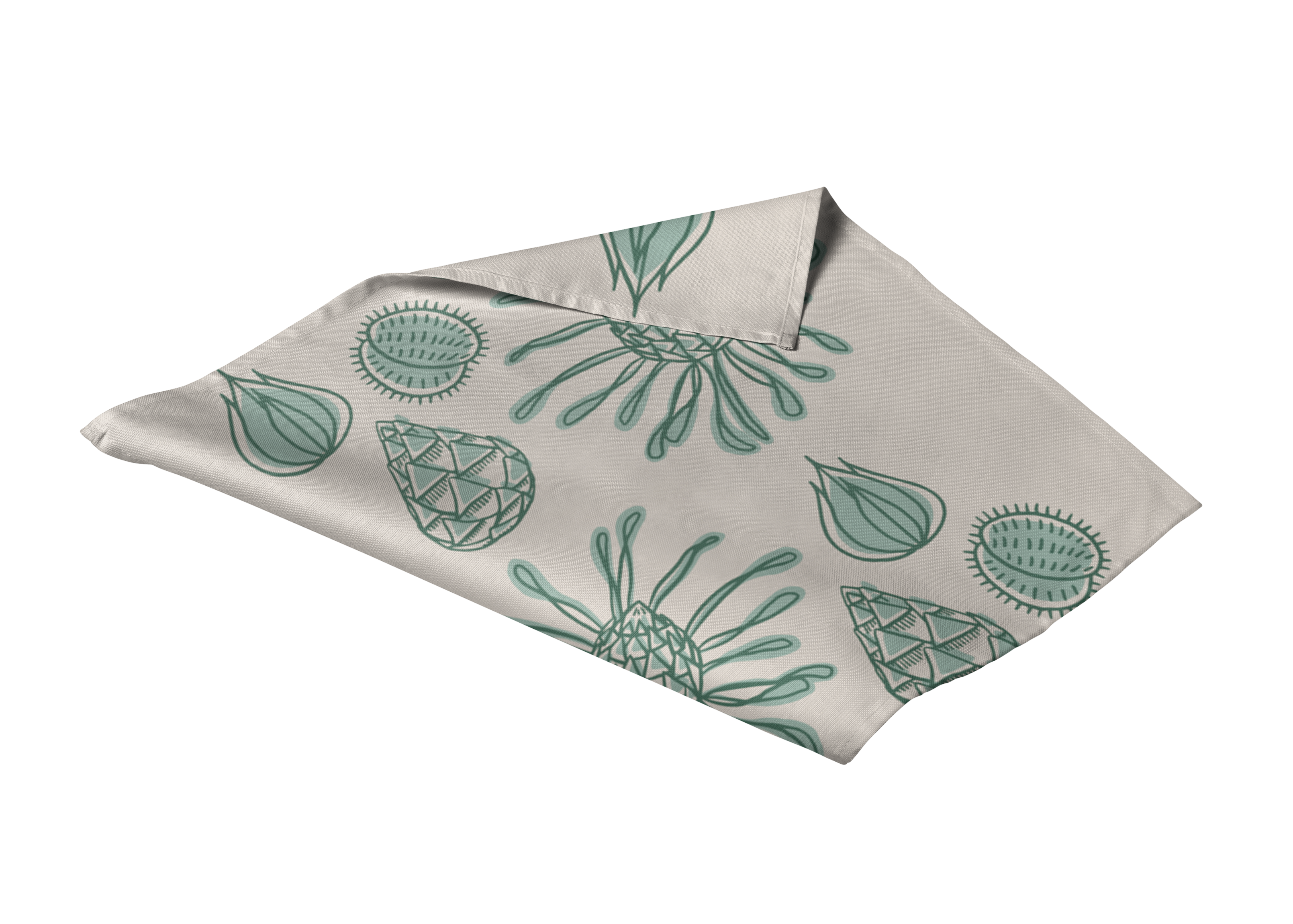 SPINNING TOP PATTERN TEA TOWEL IN GREEN by Lulu Kitololo