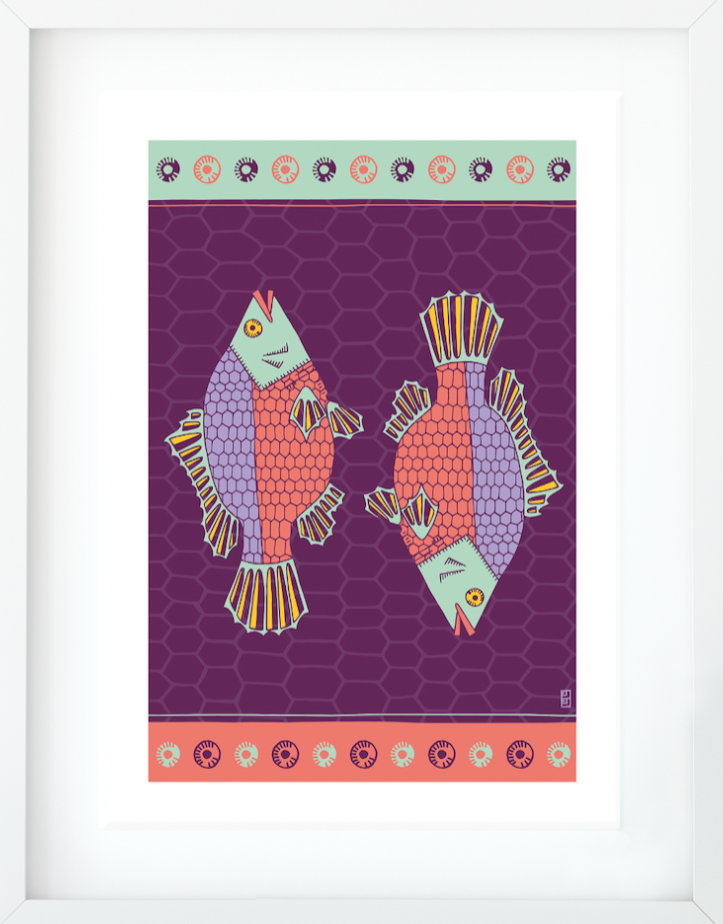 Tilapia A3 Art Print in Purple