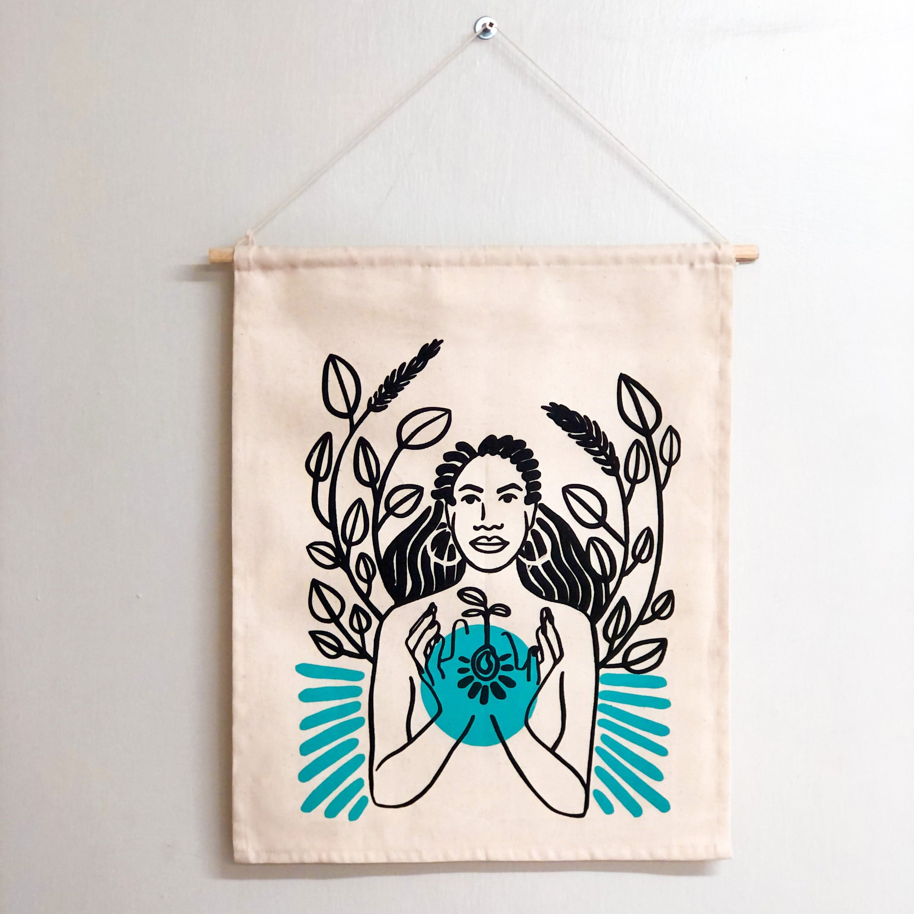 Seeds Cradle Turquoise Wall Hanging  by Lulu Kitololo