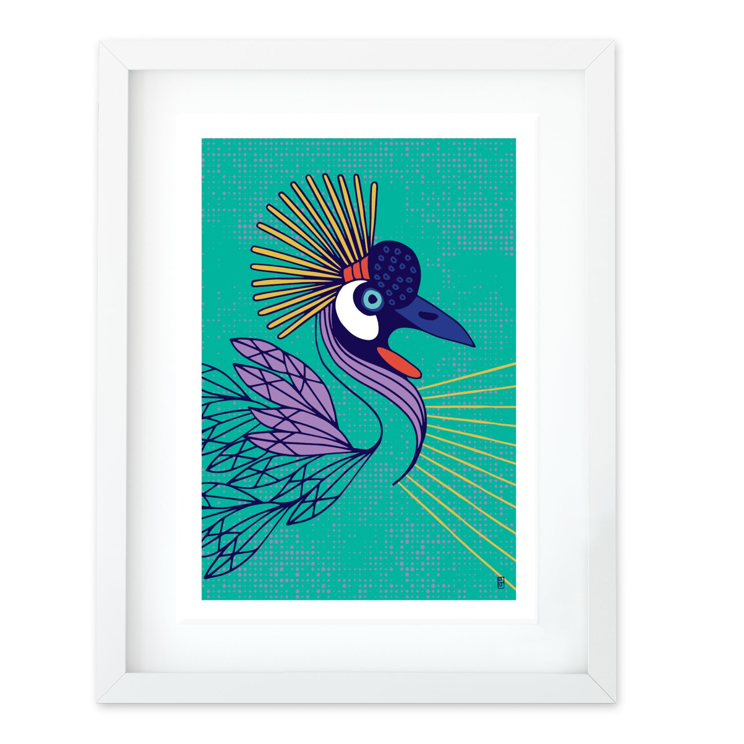 Shining Birds Crane A3 Art Print By Lulu Kitololo