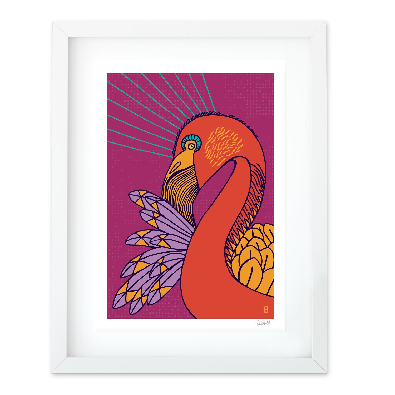 Shining Birds Flamingo A3 Print By Lulu Kitololo