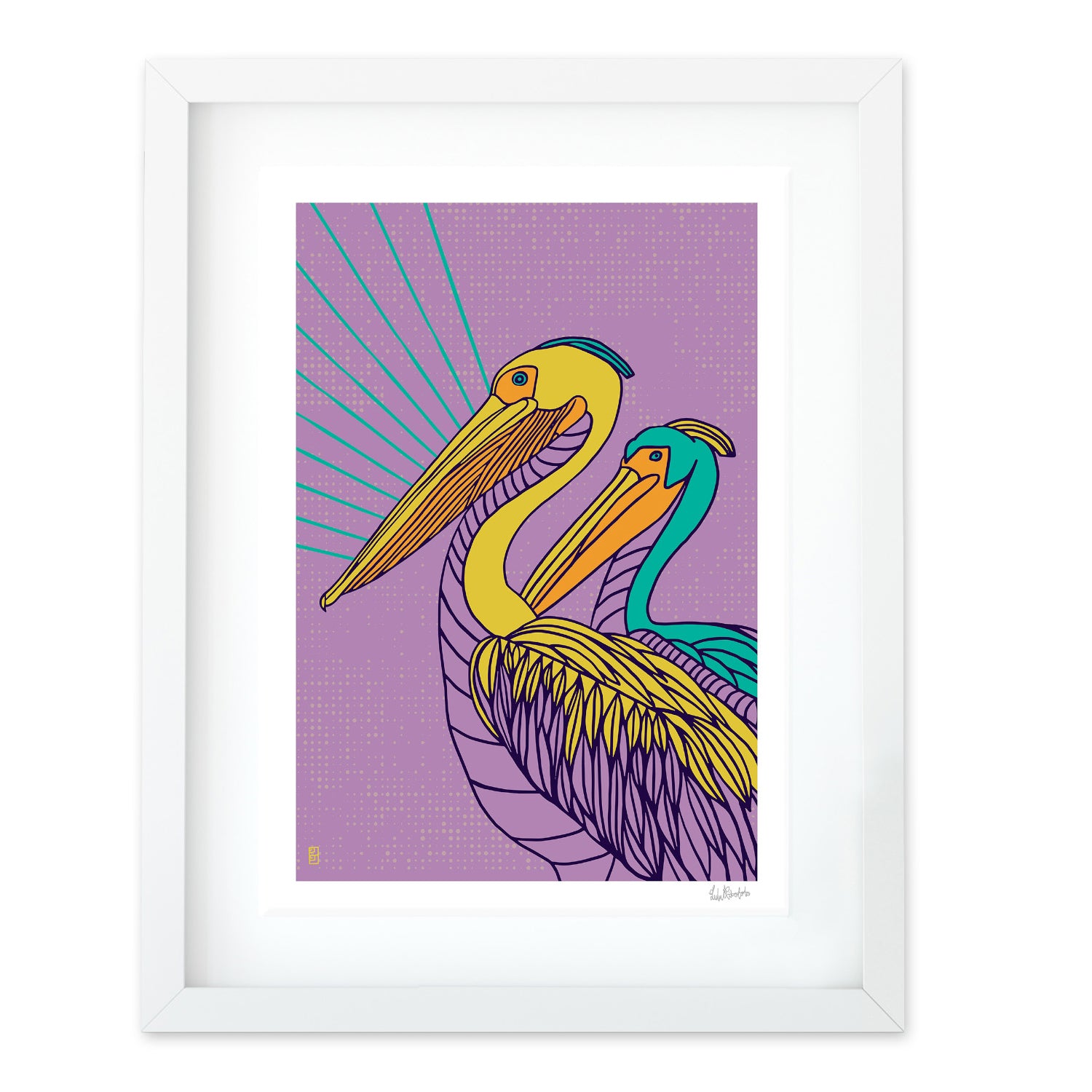 Shining Birds Pelican A3 Art Print By Lulu Kitololo