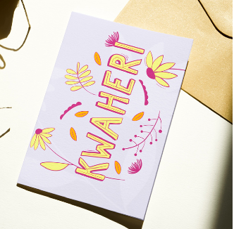 Swahili Phrases Kwaheri Greeting Card by Lulu Kitololo