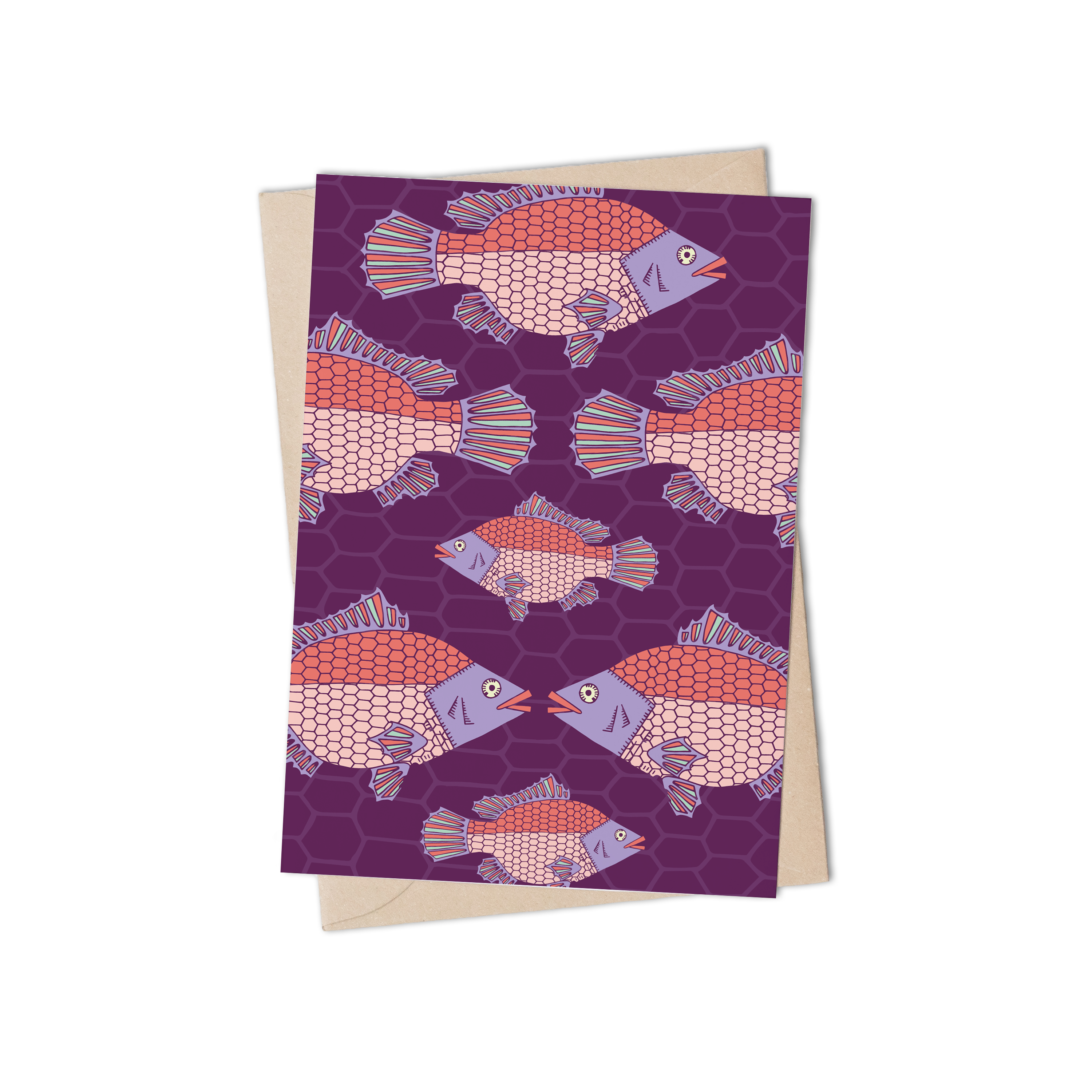 TILAPIA GREETING CARD IN PURPLE by Lulu Kitololo