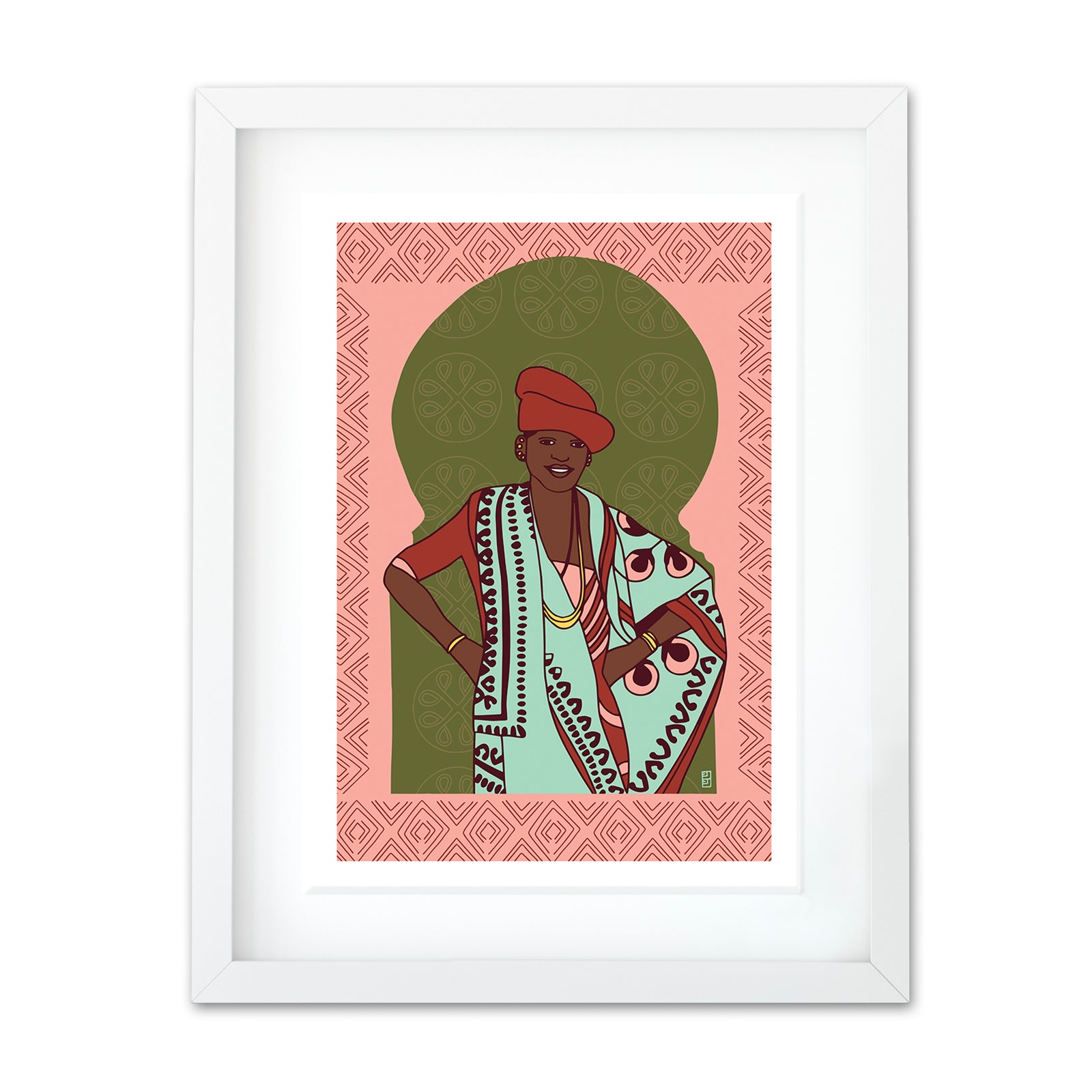 VINTAGE SWAHILI LADY STANDING A3 ART PRINT by Lulu Kitololo