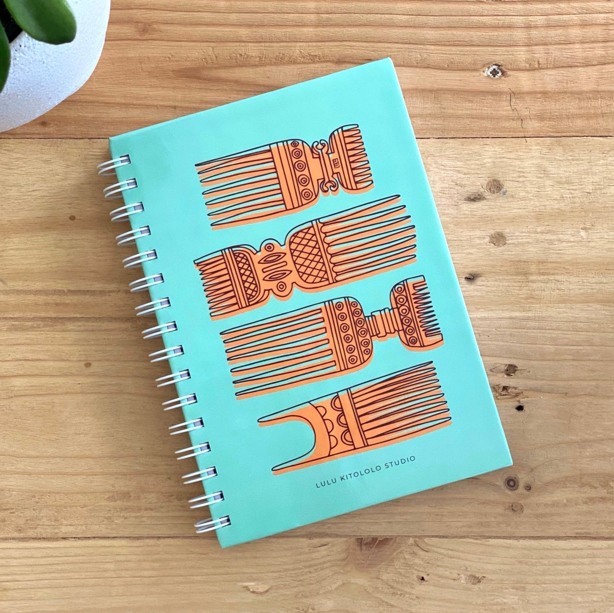 Vintage Combs Turquoise Spiral Bound Notebook by Lulu Kitololo