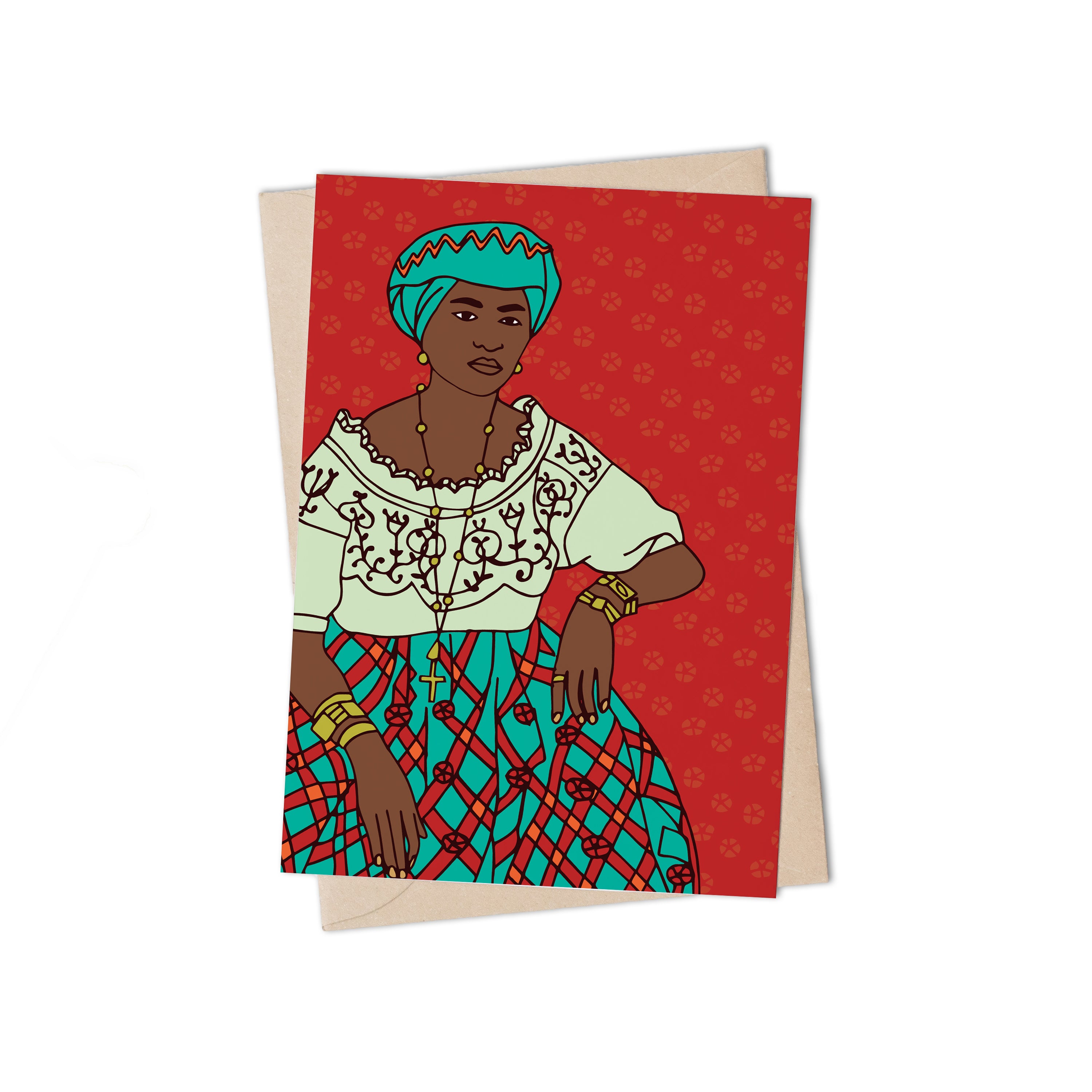 Vintage Lady Afro Brazillian Woman Greeting Card by Lulu Kitololo