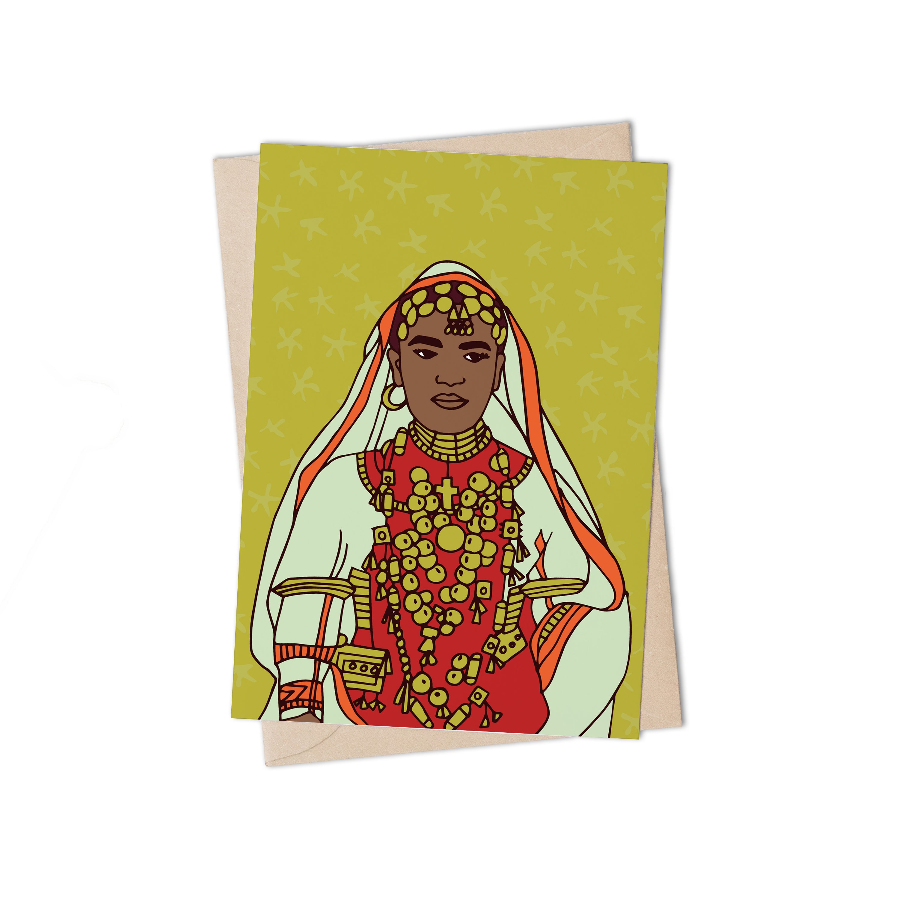 Vintage Lady Bedouin Woman Greeting Card by Lulu Kitololo