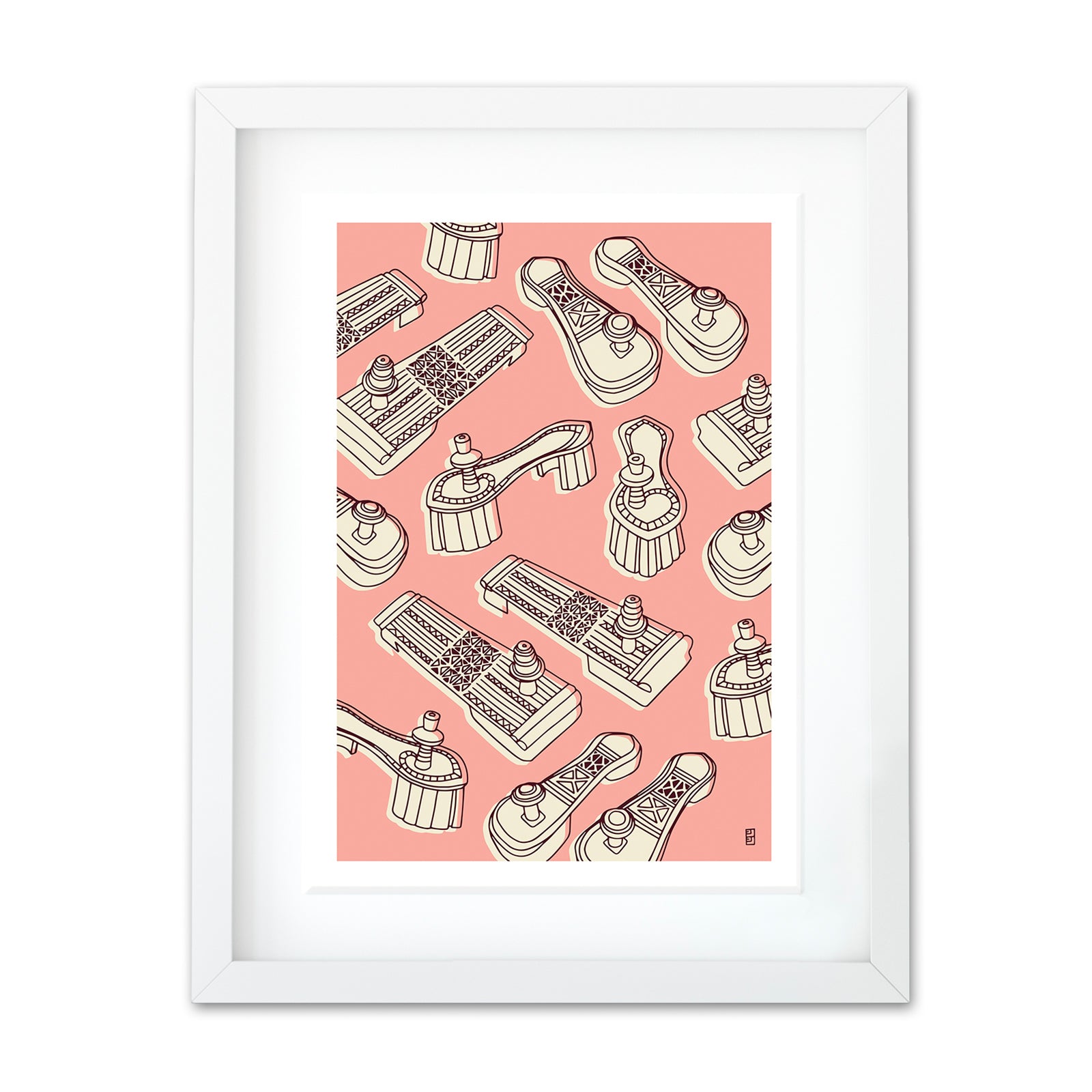 Vintage Sandals Pink A3 Art Print by Lulu Kitololo