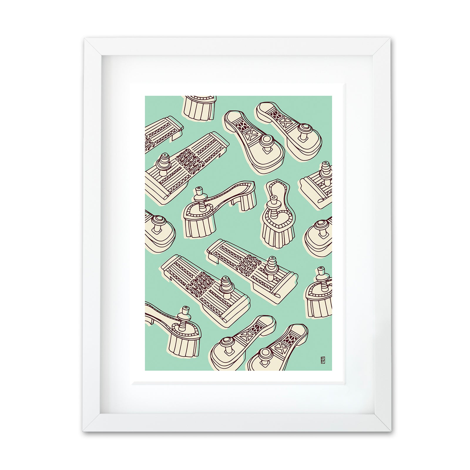 Vintage Sandals Turquoise A3 Art Print by Lulu Kitololo