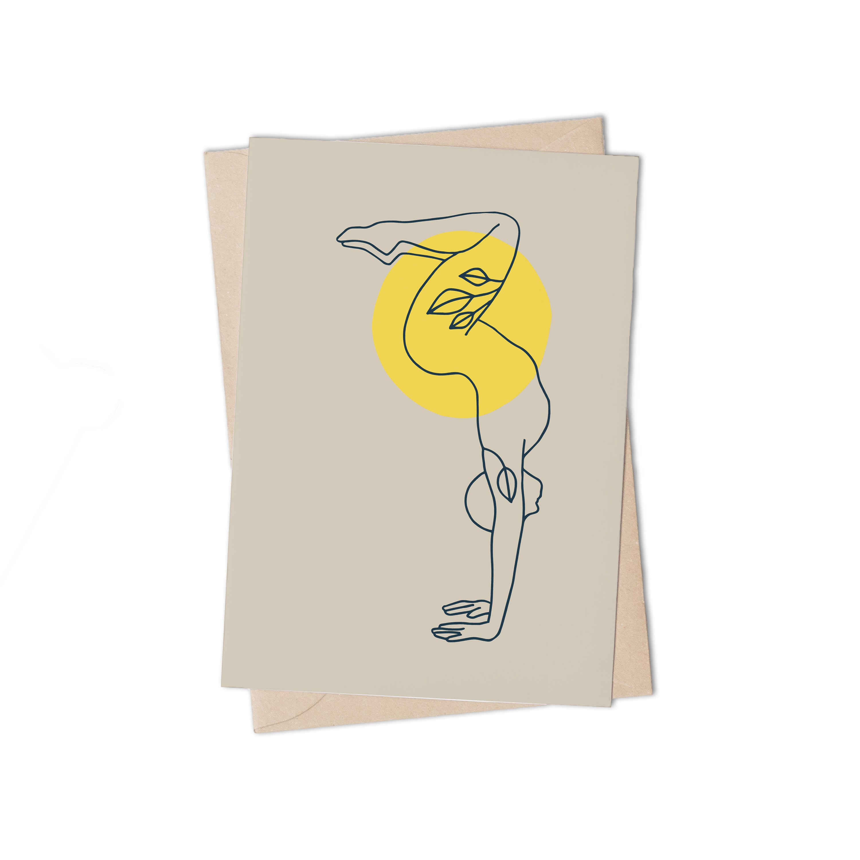 Yoga Ladies Taupe Greeting Card by Lulu Kitololo