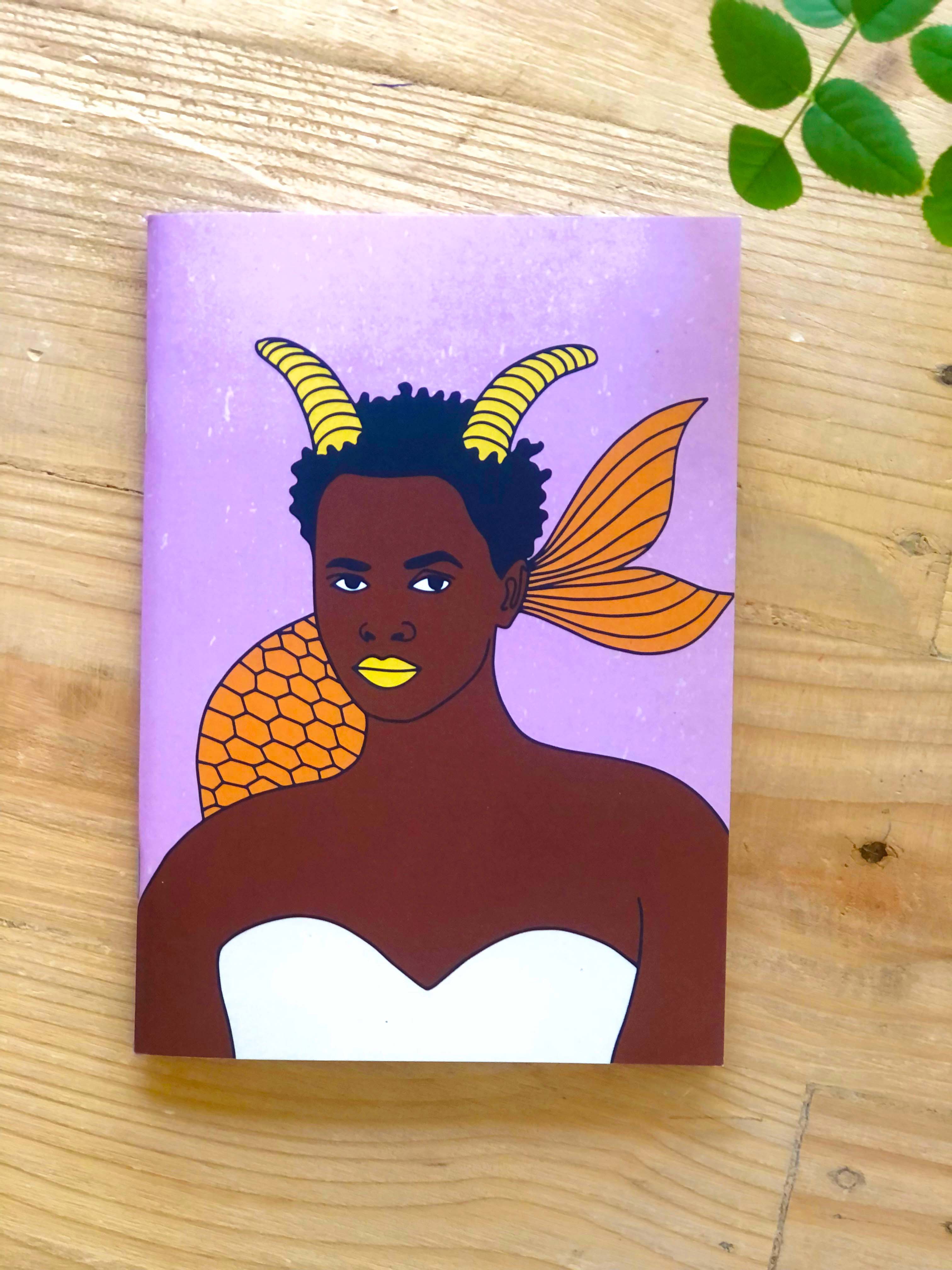 Zodiac Sign A5 Plain Capricorn Notebook by Lulu Kitololo