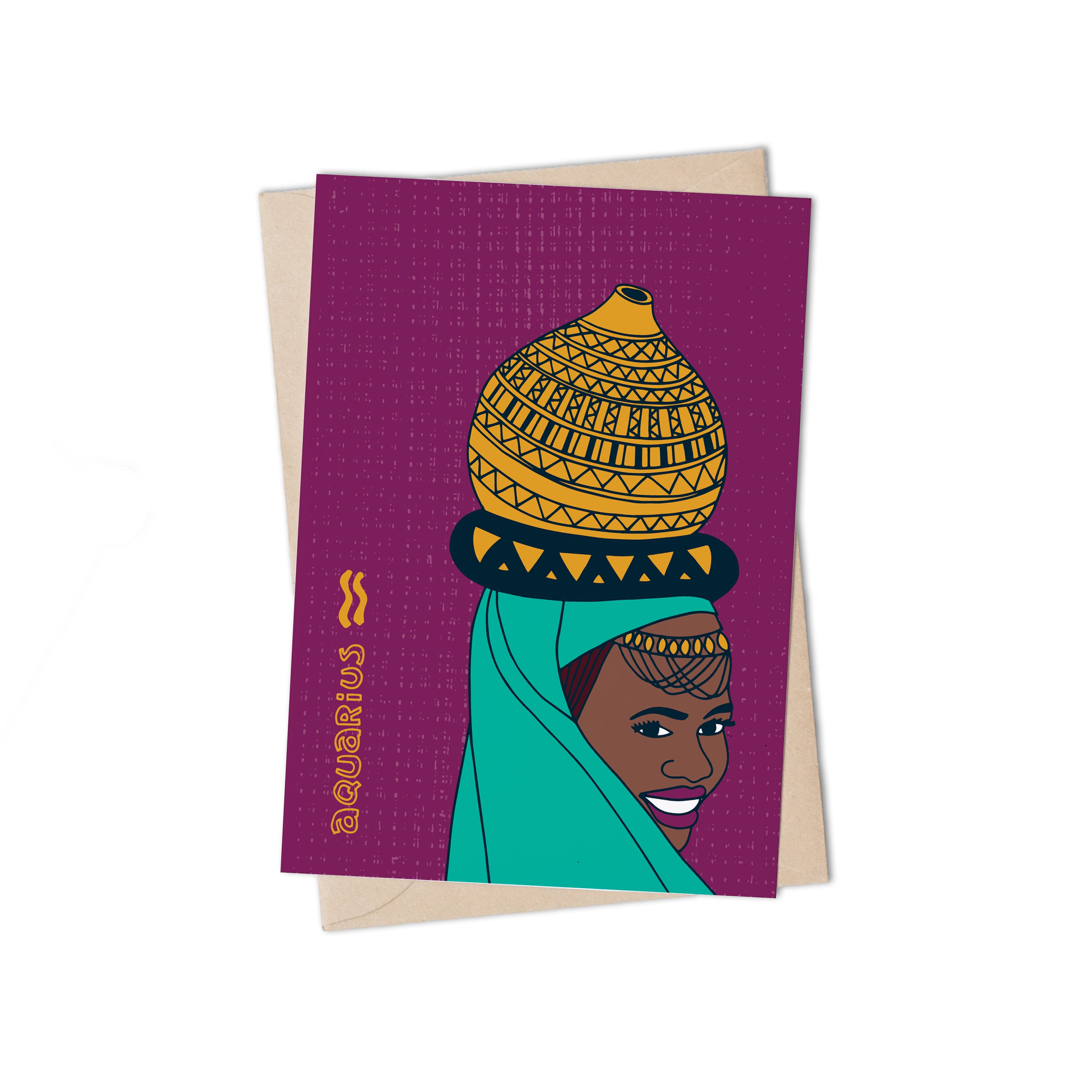 Zodiac Sign Aquarius Greeting card by Lulu Kitololo