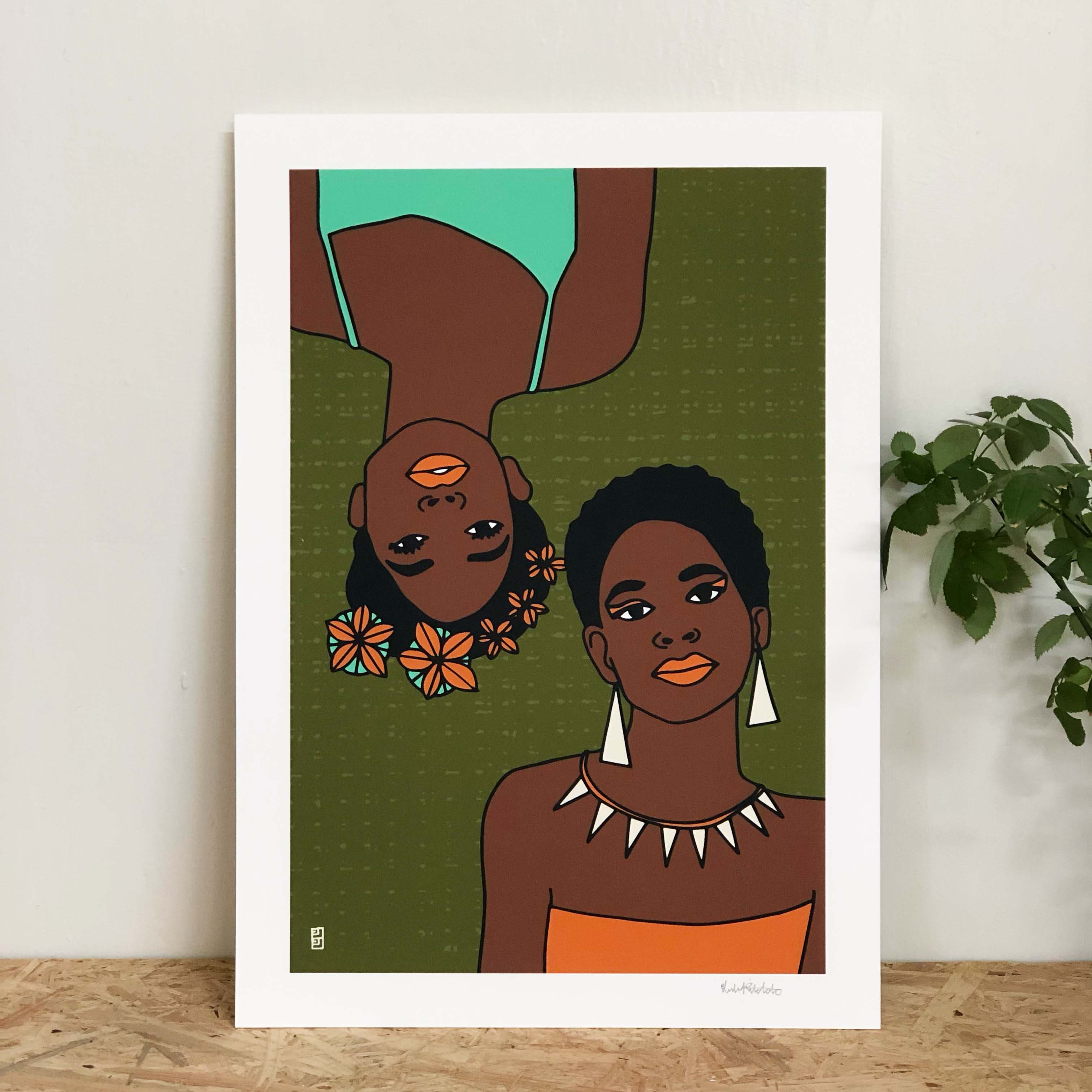 Zodiac Sign Gemini A3 Art Print by Lulu Kitololo