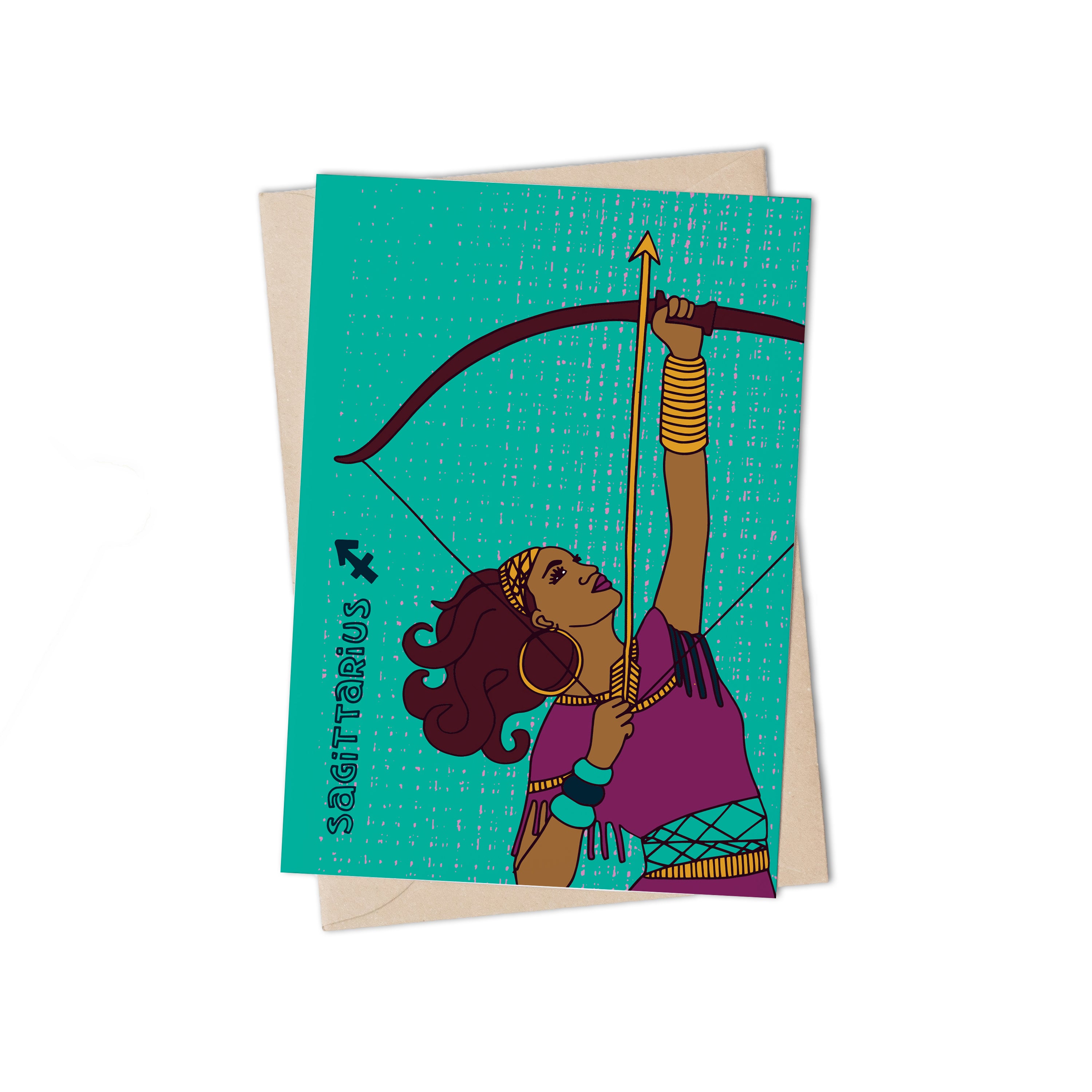 Zodiac Sign Sagittarius Greeting Card by Lulu Kitololo