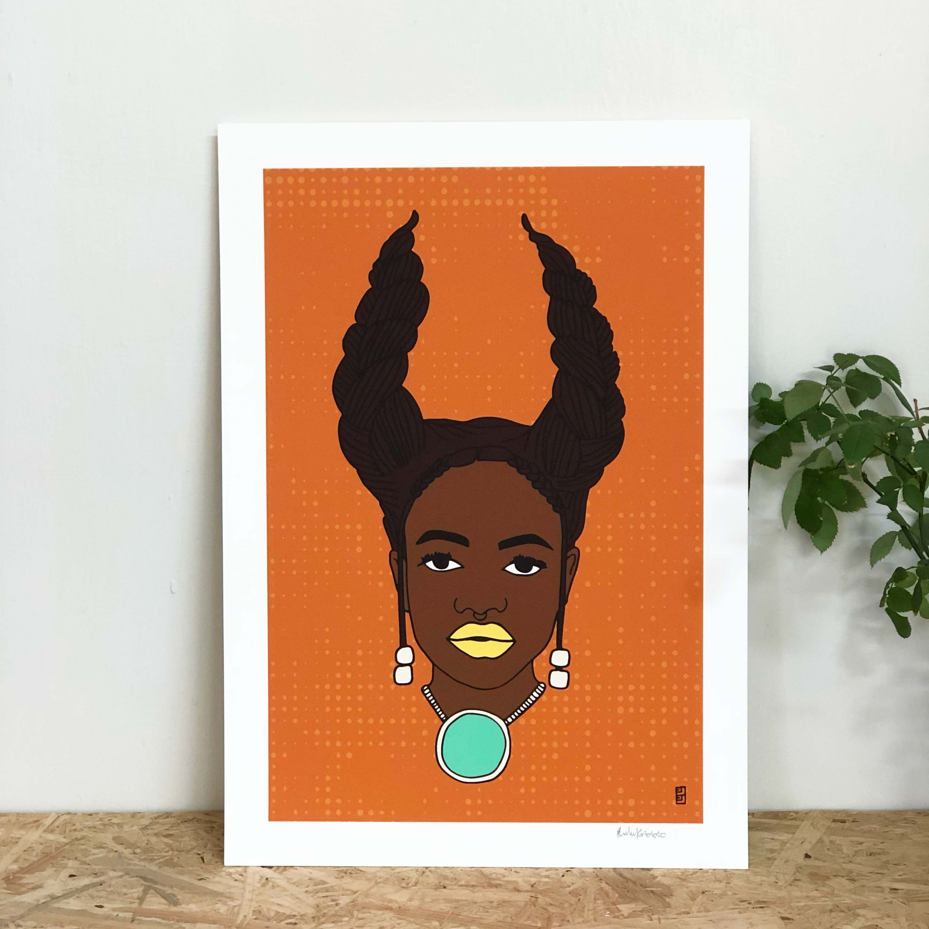 Zodiac Sign Taurus A3 Art Print by Lulu Kitololo